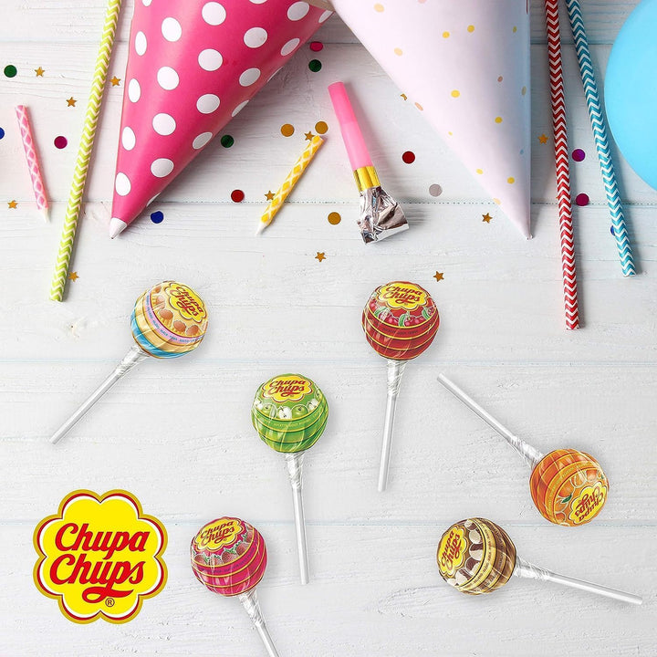 Chupa Chups Sugar-Free Lollipops Assorted Flavors - Cherry, Cola & Strawberry, 50 Count Display Box