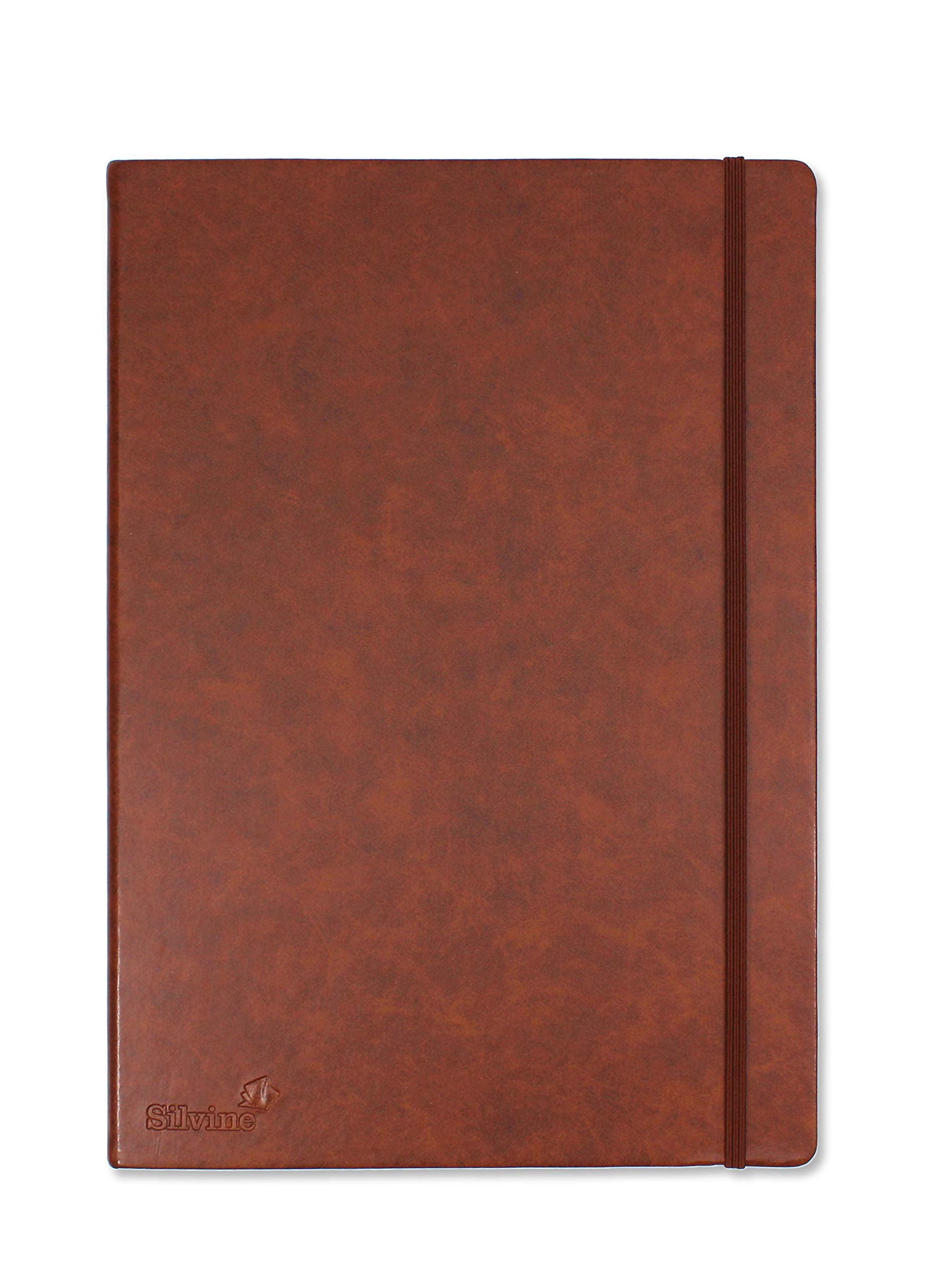 Silvine A4 Executive Hardback Notebook/Journal - Tan, Lined, 160 Pages, 90gsm Ivory Paper