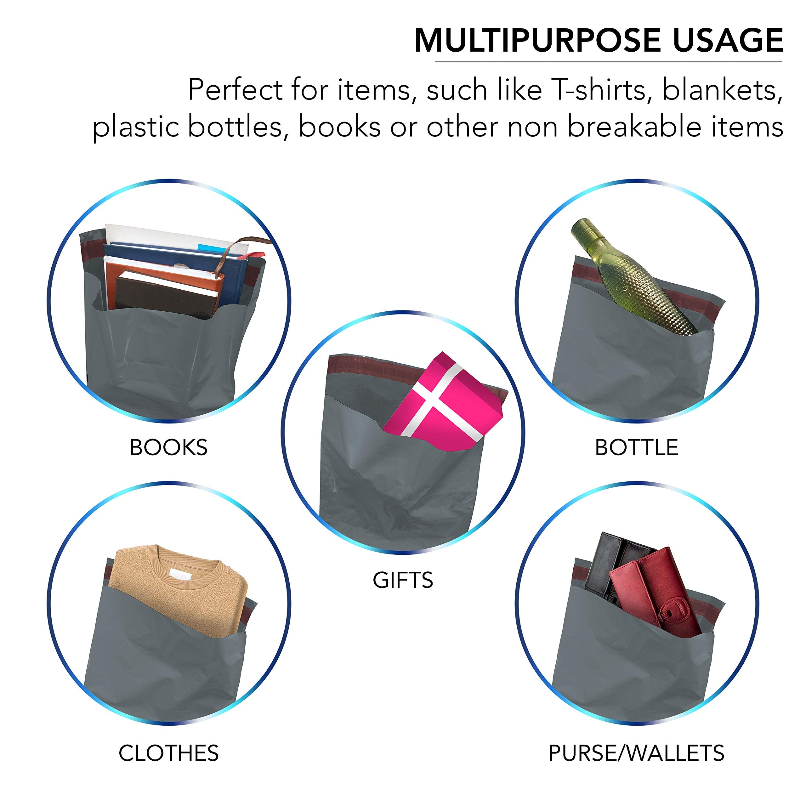 iSOUL Mixed Mailing Poly Postal Self Seal Bags - 100 Count, 4 Sizes (6x9 to 12x16) | Opaque Plastic 4