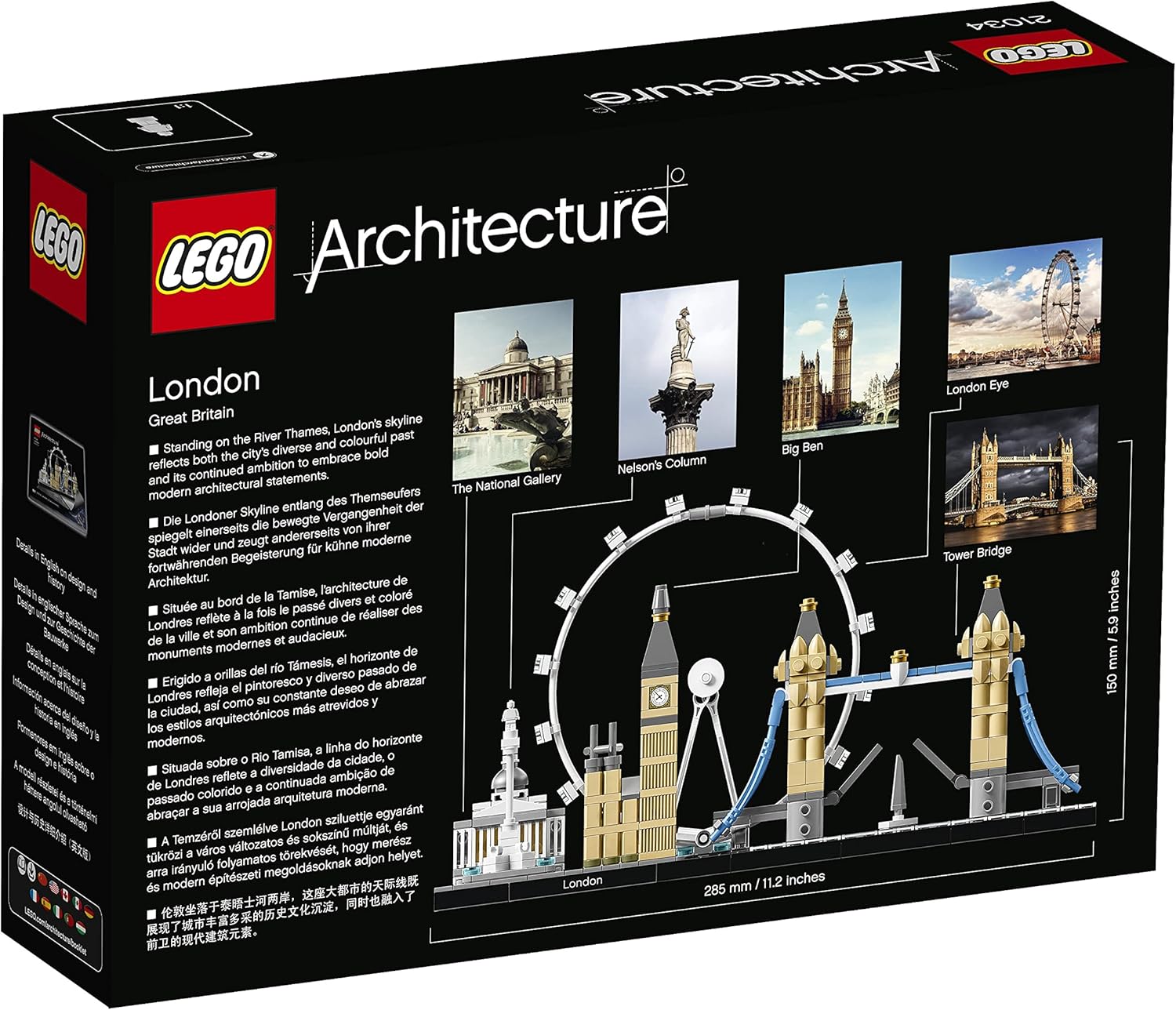 LEGO Architecture Skyline London 21034 - Big Ben, Tower Bridge, London Eye Building Set 12