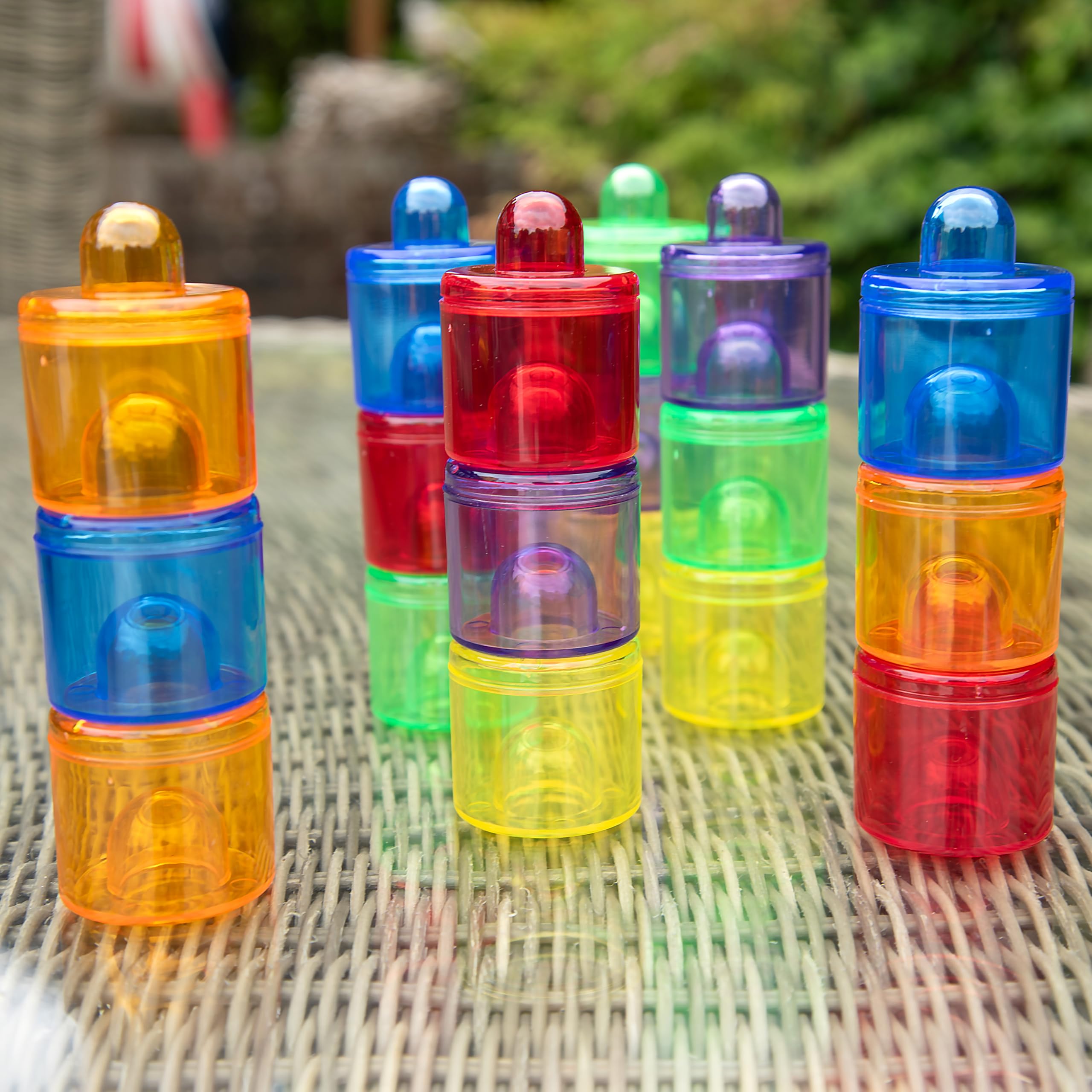 tickit Translucent Colour Pot Set - 18 Pieces, 42mm Dia, Stackable for Colour Mixing | Ages 12m+