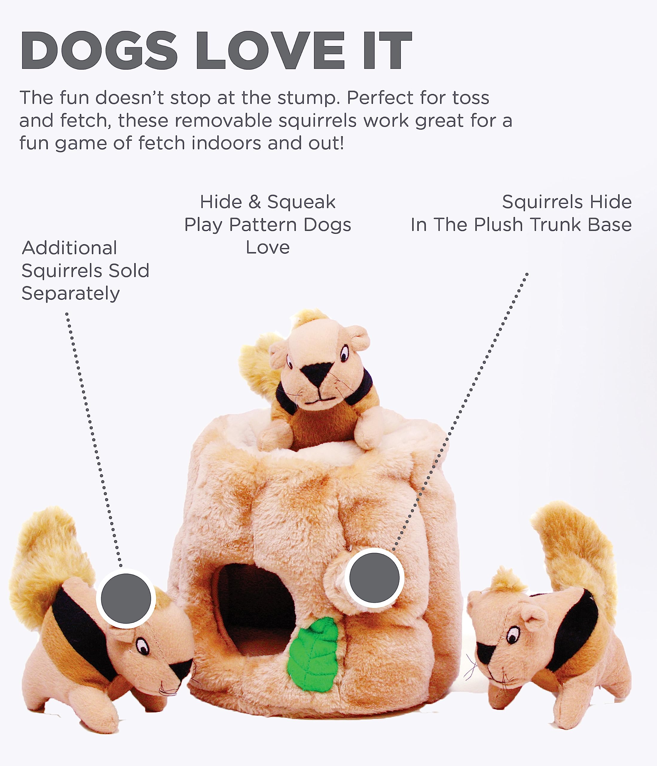 Outward Hound Hide A Squirrel Plush Dog Toy Puzzle - Small Size, Brown, Hide-and-Seek