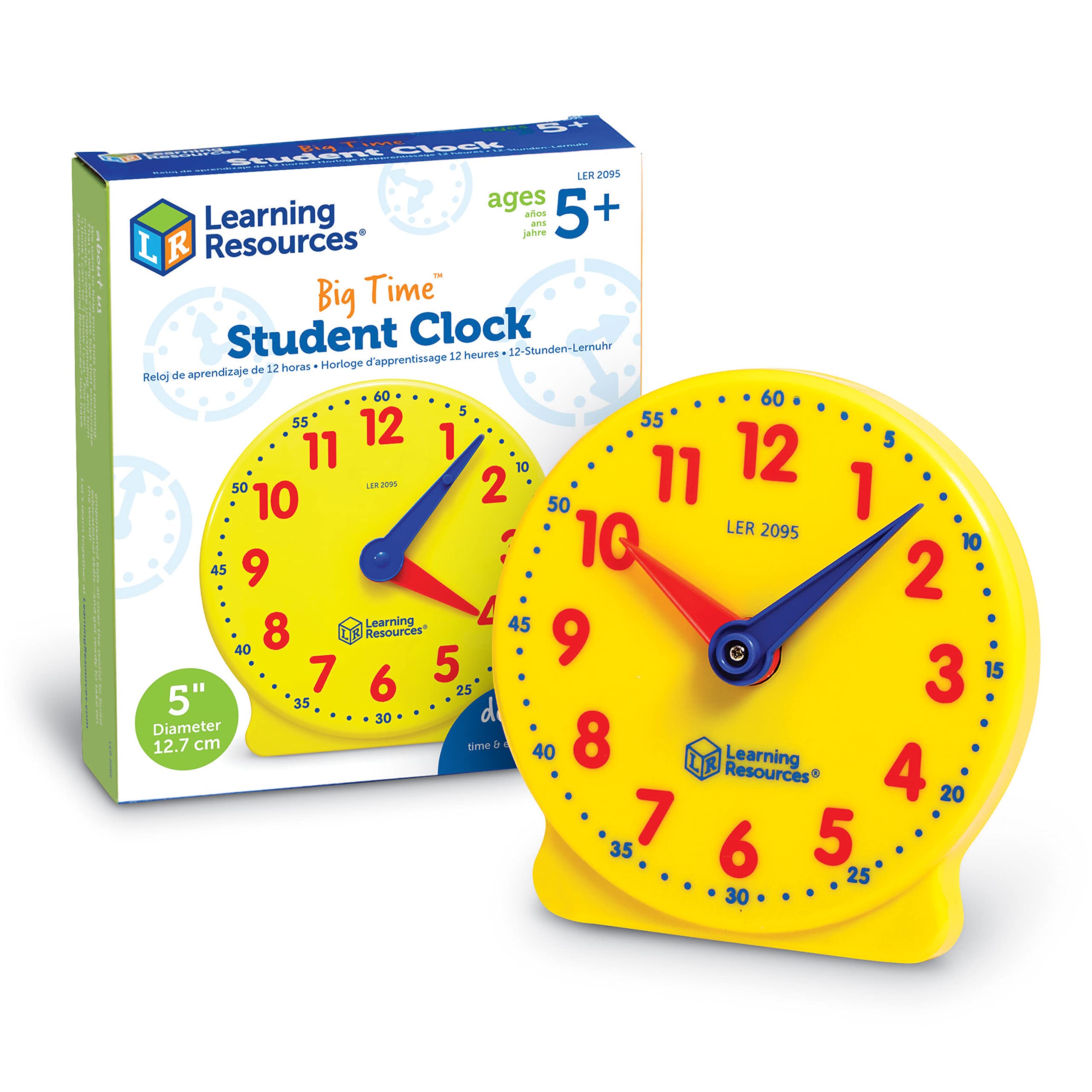 Learning Resources Big Time Student Clock - Geared 12-Hour Teaching Clock for Kids 5-9 Years 7