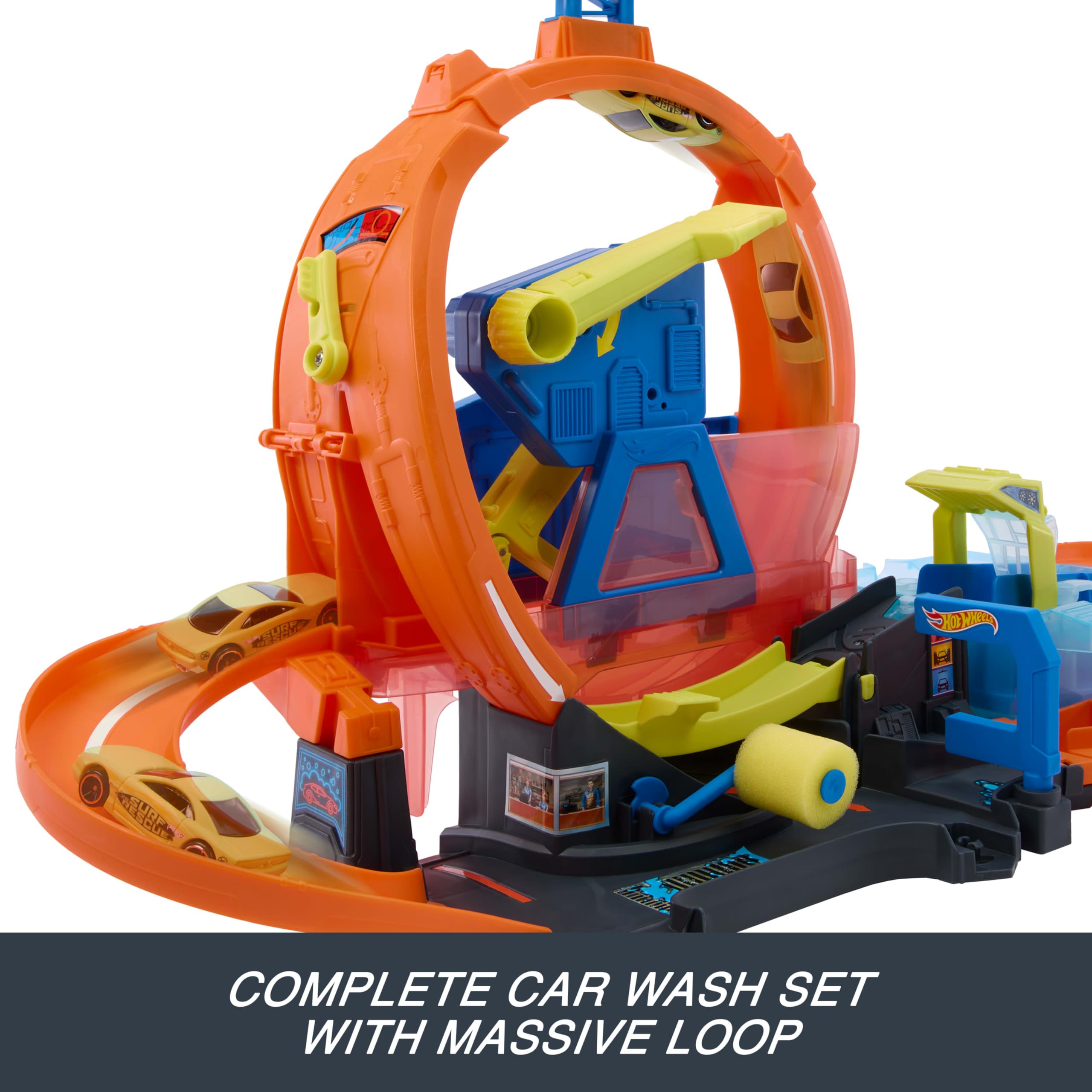 Hot Wheels City Mega Loop Car Wash Playset with Color Shifters Vehicle | Ages 4+ 3