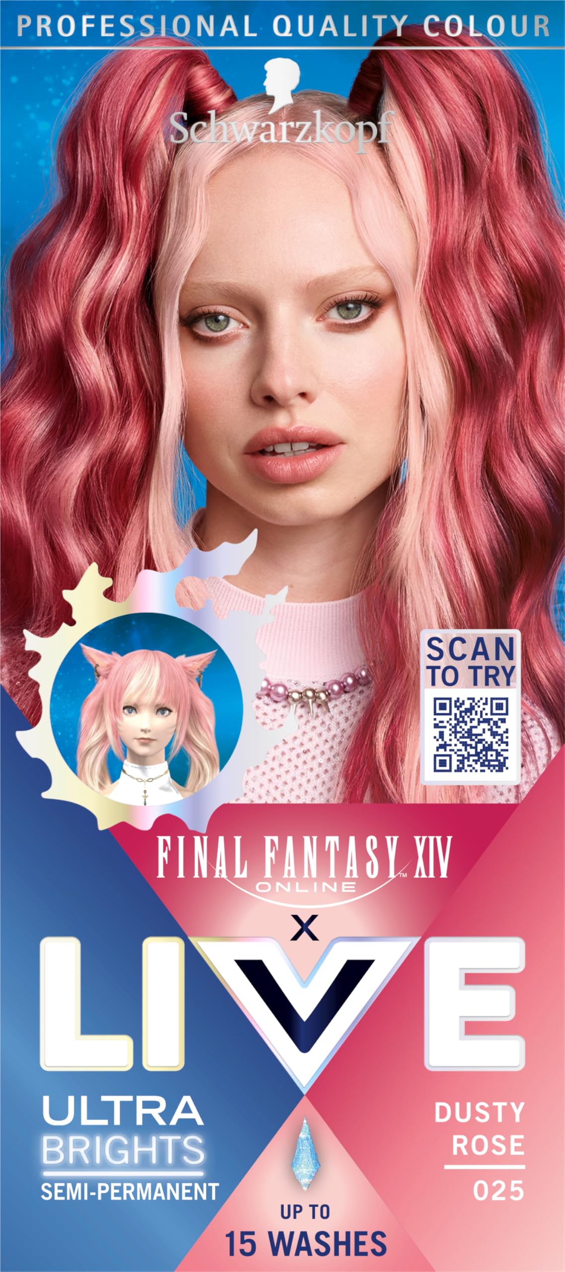 Schwarzkopf LIVE Ultra Brights or Pastels - Dusty Rose 025 Semi-Permanent Hair Colour (50ml) 1