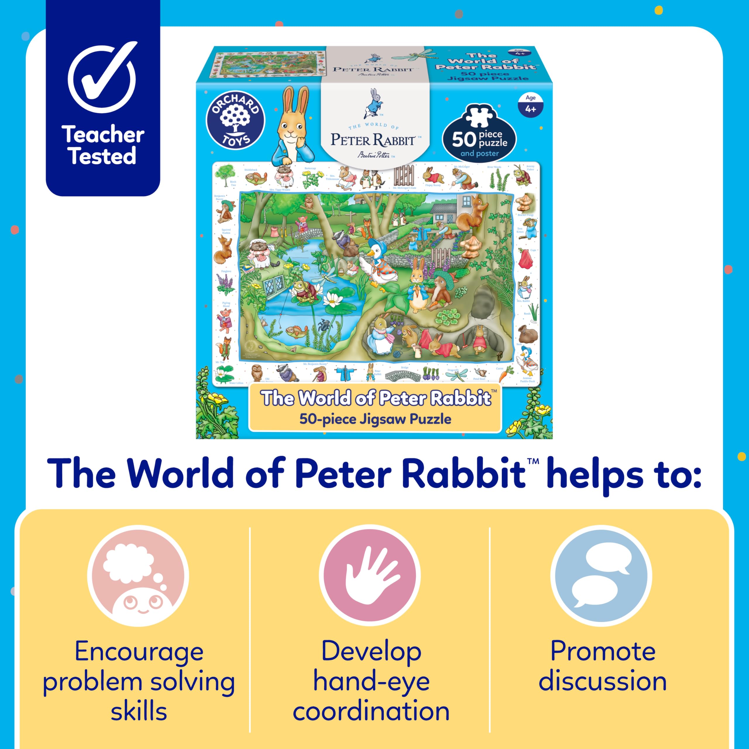 Peter Rabbit 50-Piece Jigsaw Puzzle - Educational Puzzle for Ages 4+ 11