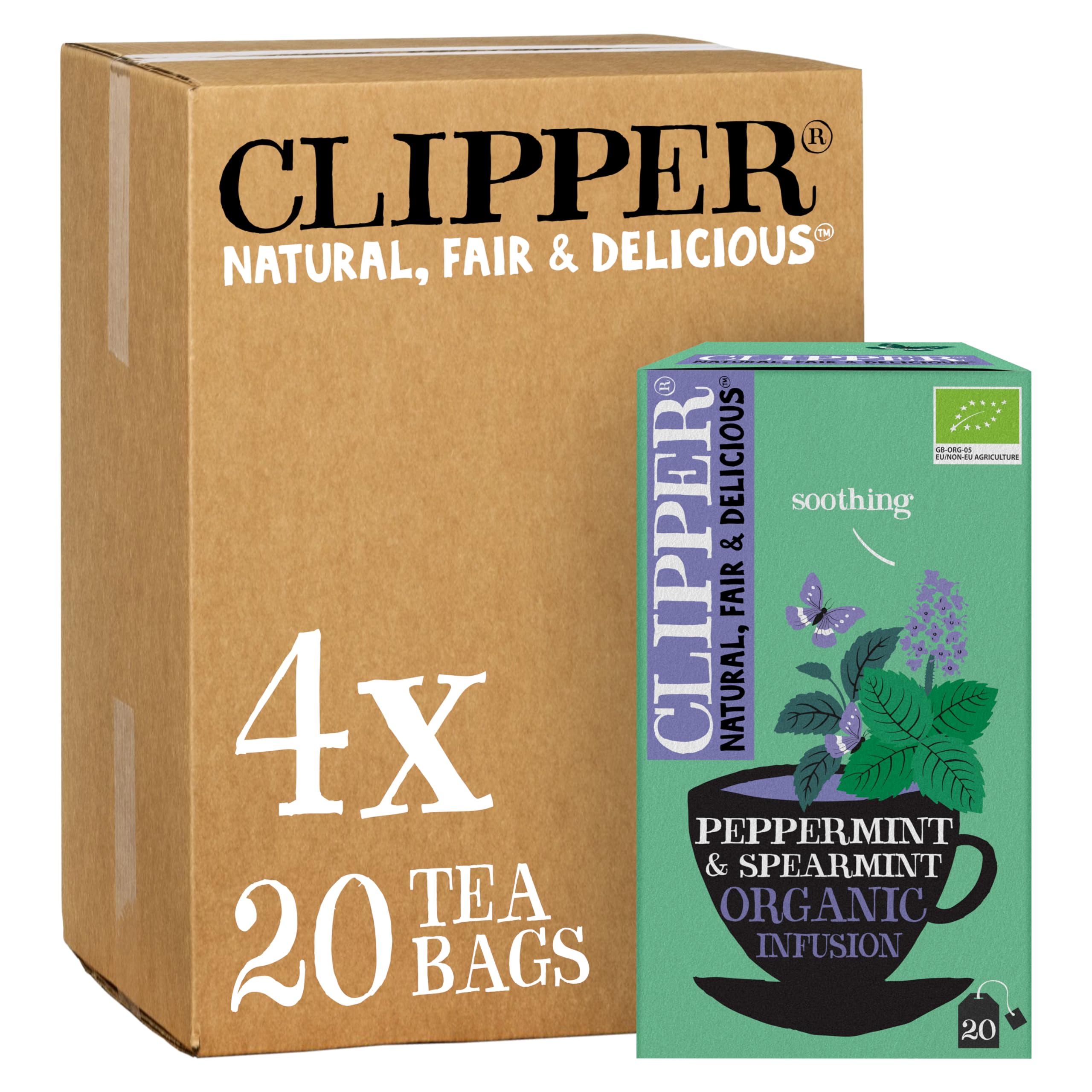 Clipper Organic Peppermint & Spearmint Infusions Fruit Teabags - 80 Unbleached Tea Bags 1