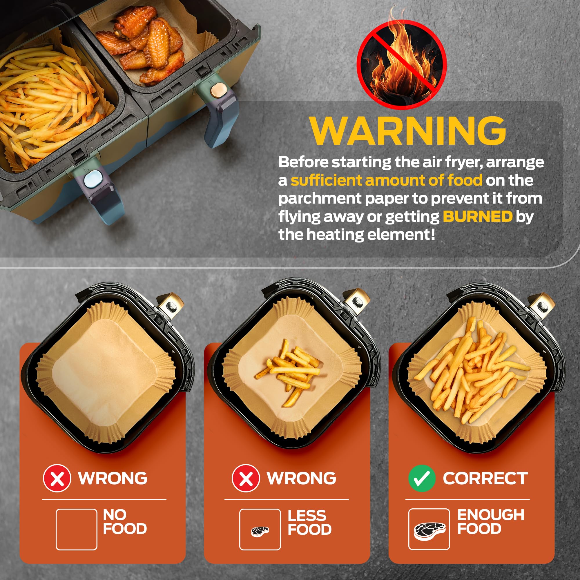 PORTENTUM Air Fryer Liners - 200PCS Disposable, Unbleached, Greaseproof | BPA Free | Food Grade Certified 7