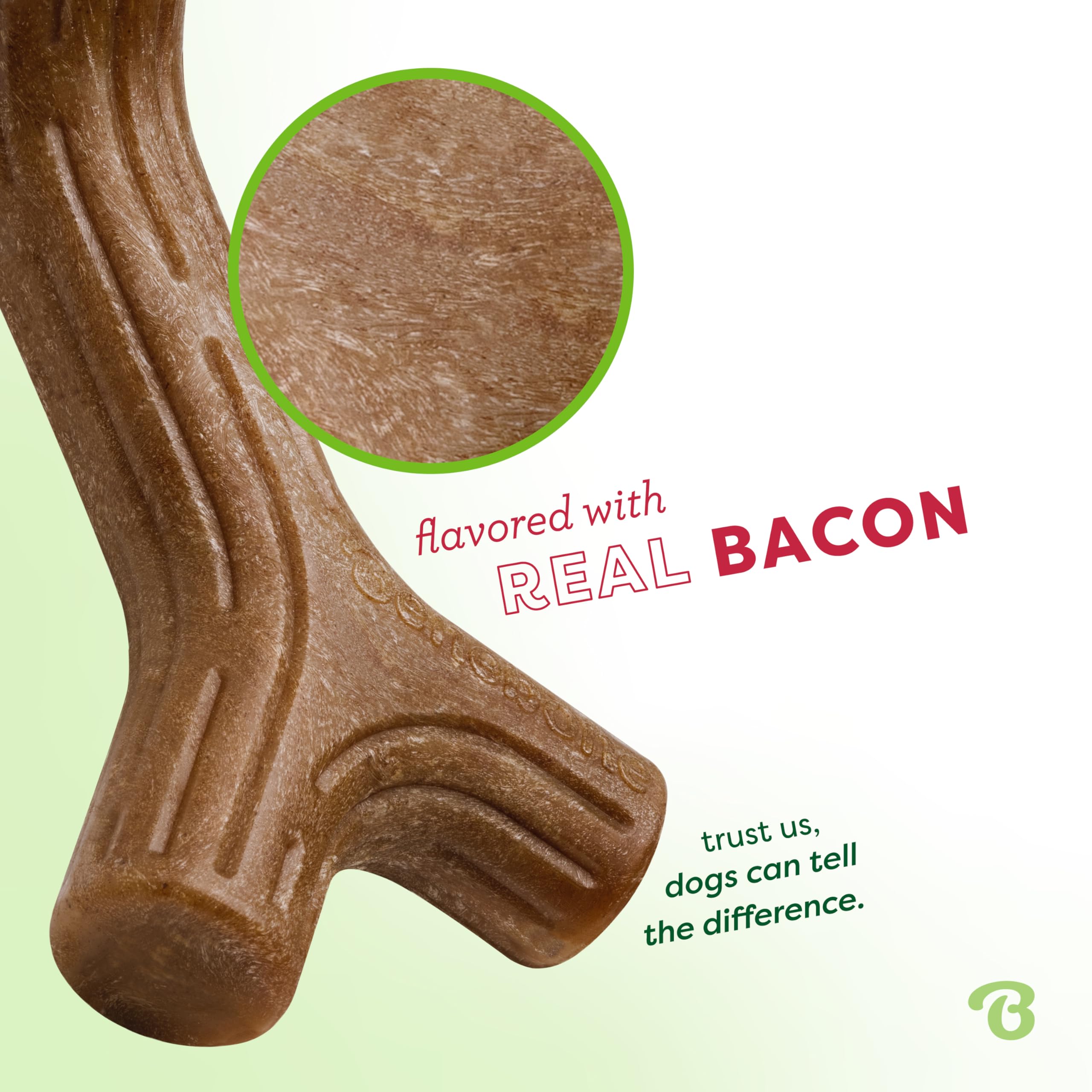 Benebone Stick Dog Chew Toy - Real Bacon Flavor | Medium Size | Heavy Duty Nylon