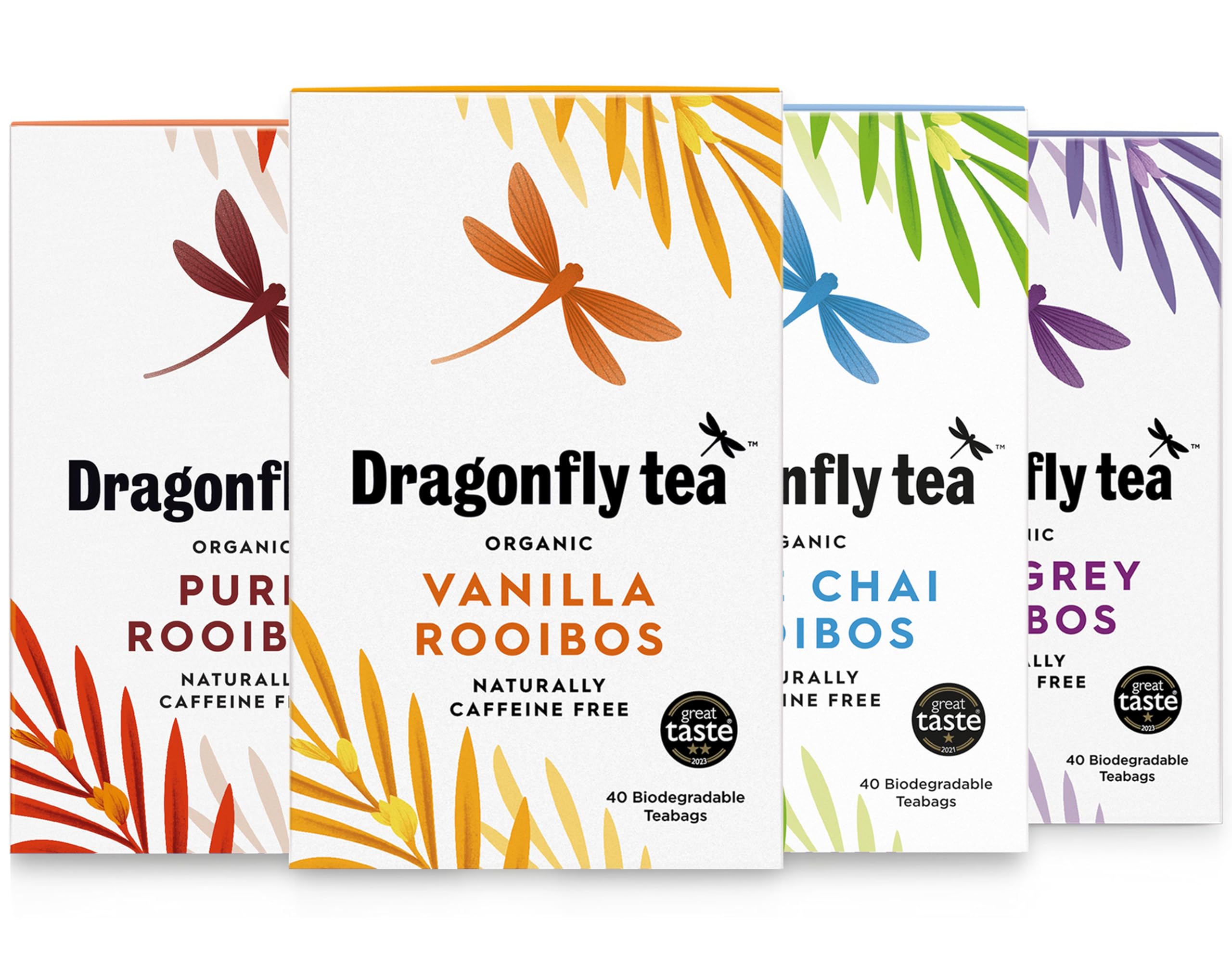 DRAGONFLY Organic Rooibos Tea Selection Box - 160 Teabags (4 Varieties) | Caffeine Free | Compostable Bags 1