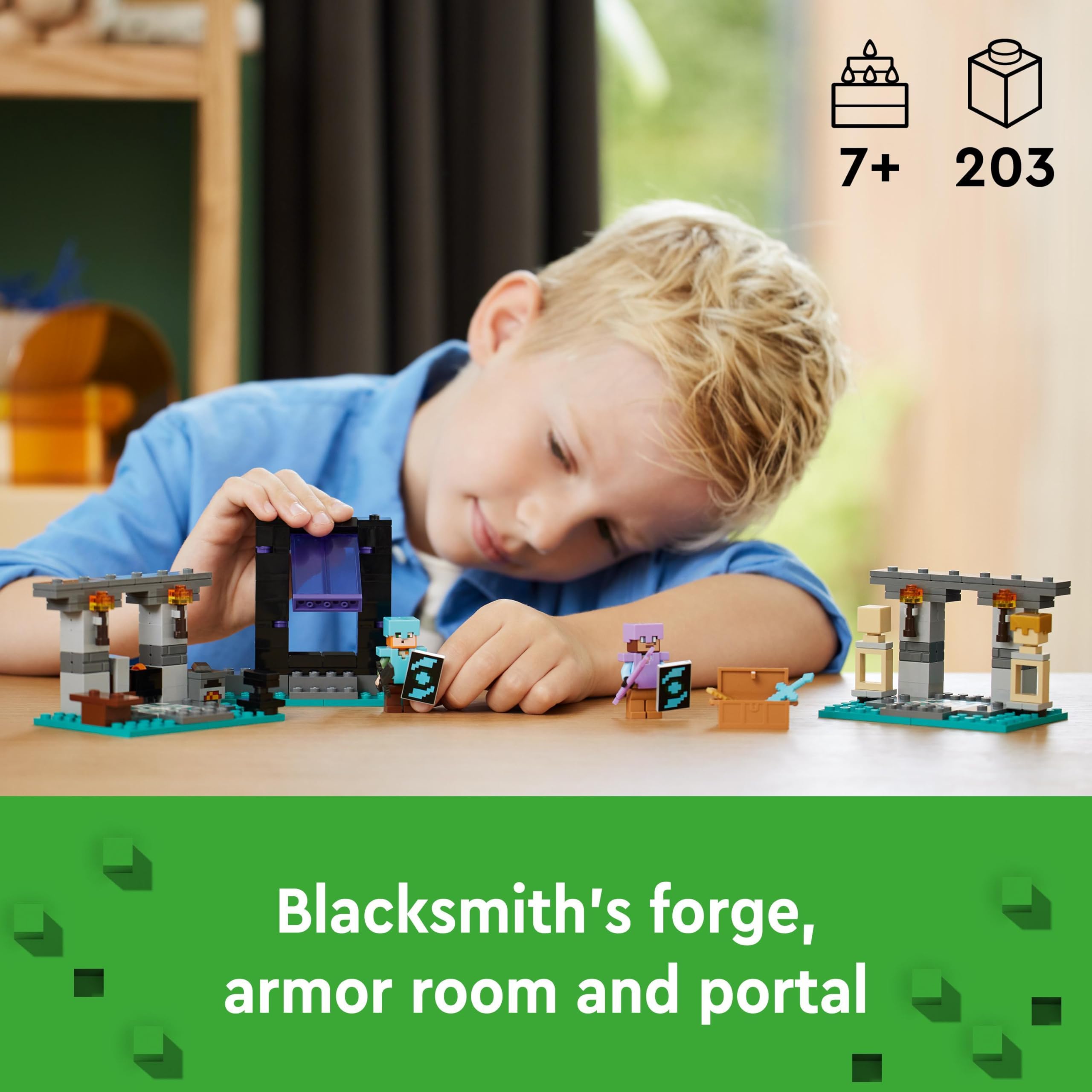 LEGO Minecraft The Armoury 21252 - Building Set with Alex, Armoursmith & Nether Portal 8