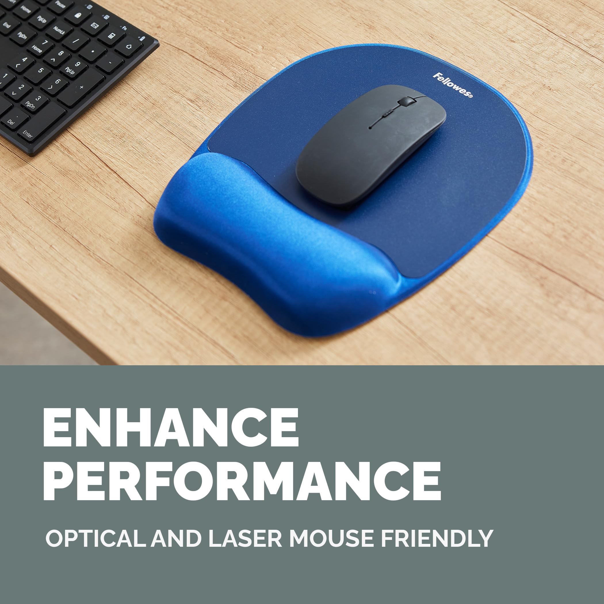 Fellowes Everyday Memory Foam Mousepad with Wrist Rest | Ergonomic Support | Blue 5