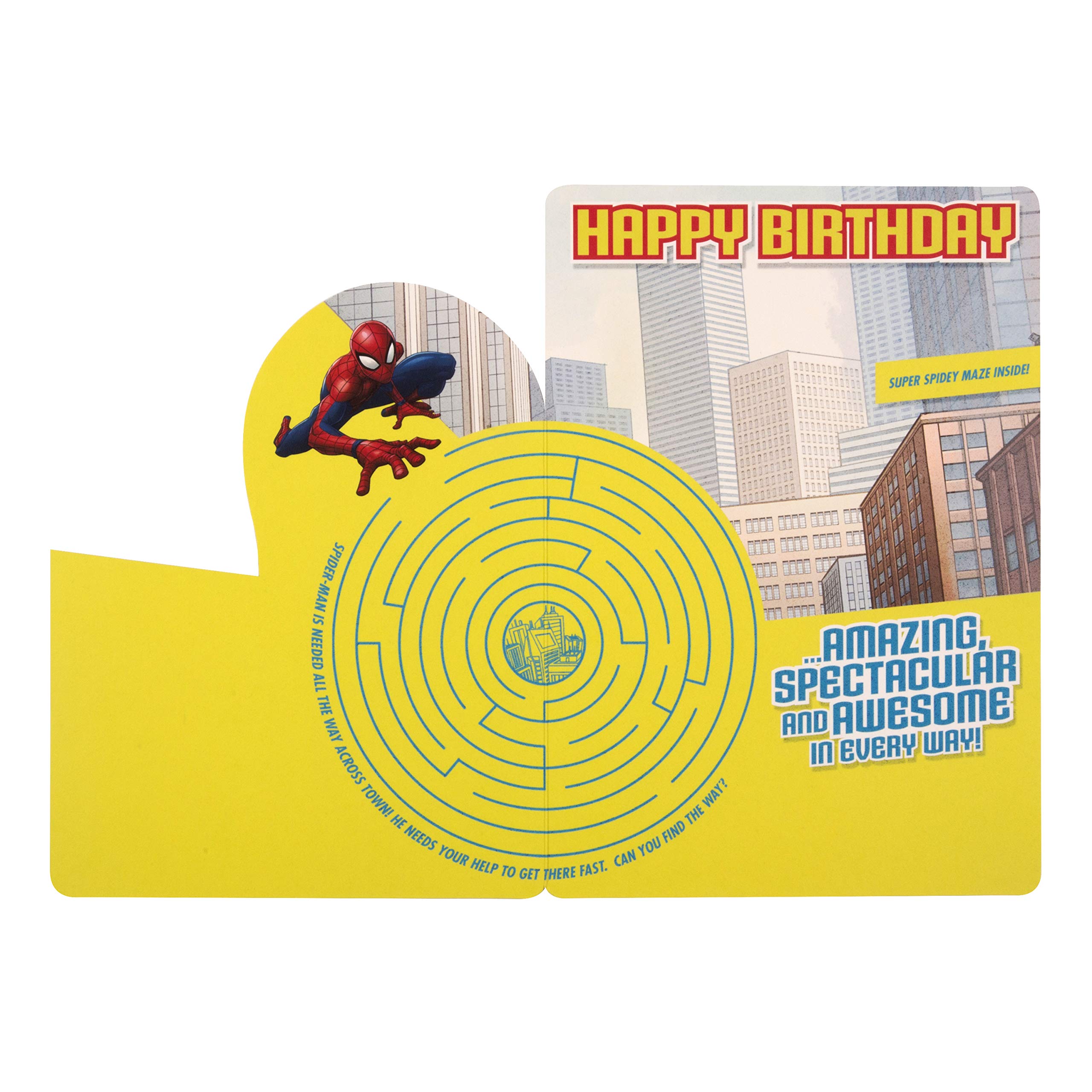 Hallmark Spider-Man Birthday Card for Kids with Maze Activity | 22.8cm x 15.9cm 6