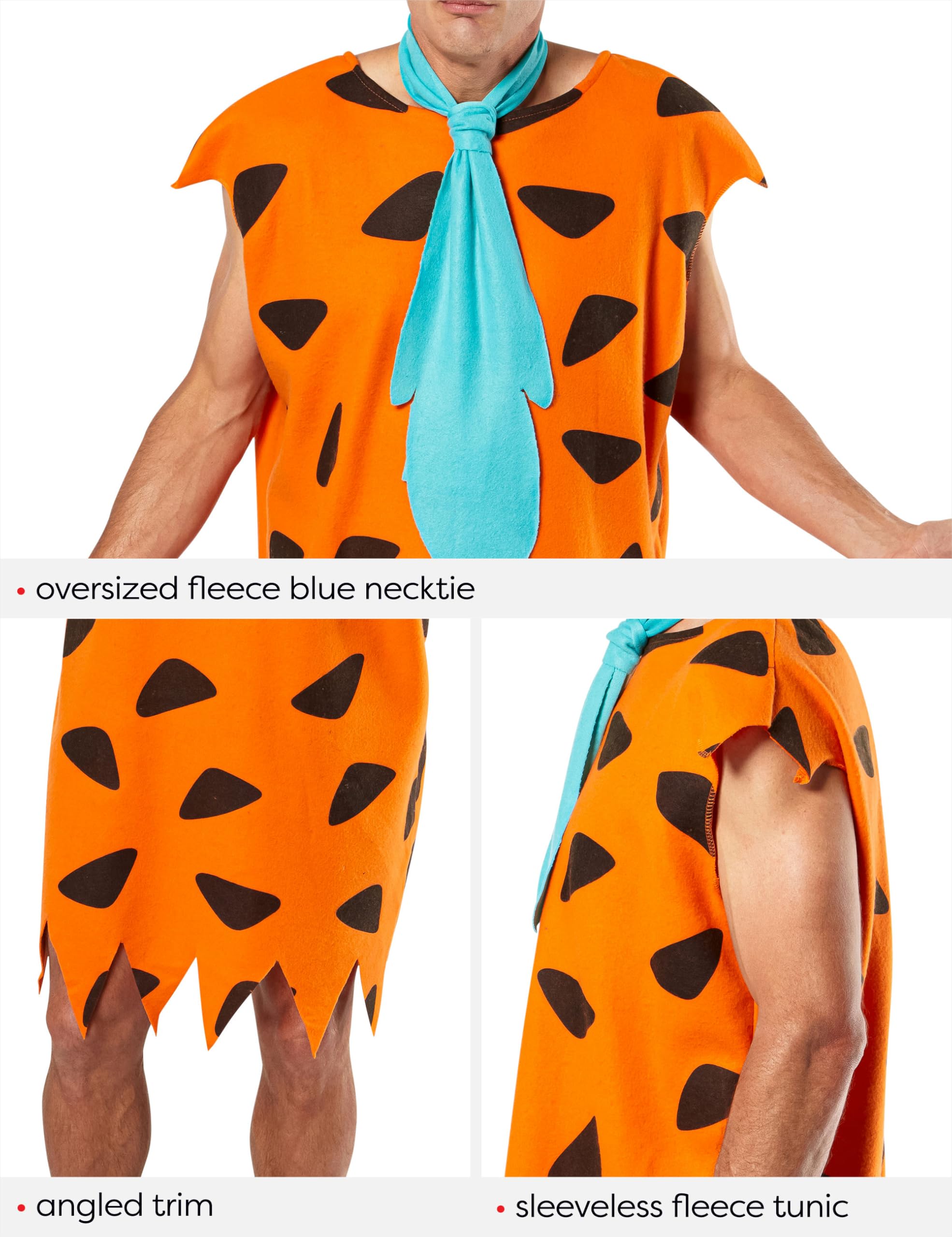 Rubies Official Fred Flintstone Adult Costume - Orange Tunic & Neck Tie | Standard Size 4