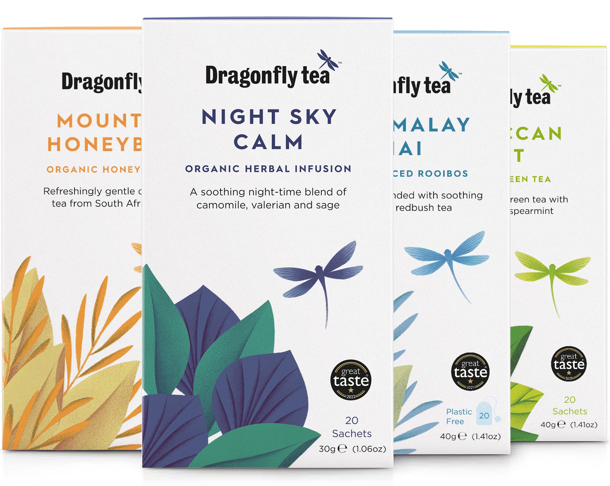 Dragonfly Tea Welcome to Dragonfly Tea Selection Box - Organic Green & Herbal Tea Assortment (80 Teabags) 1