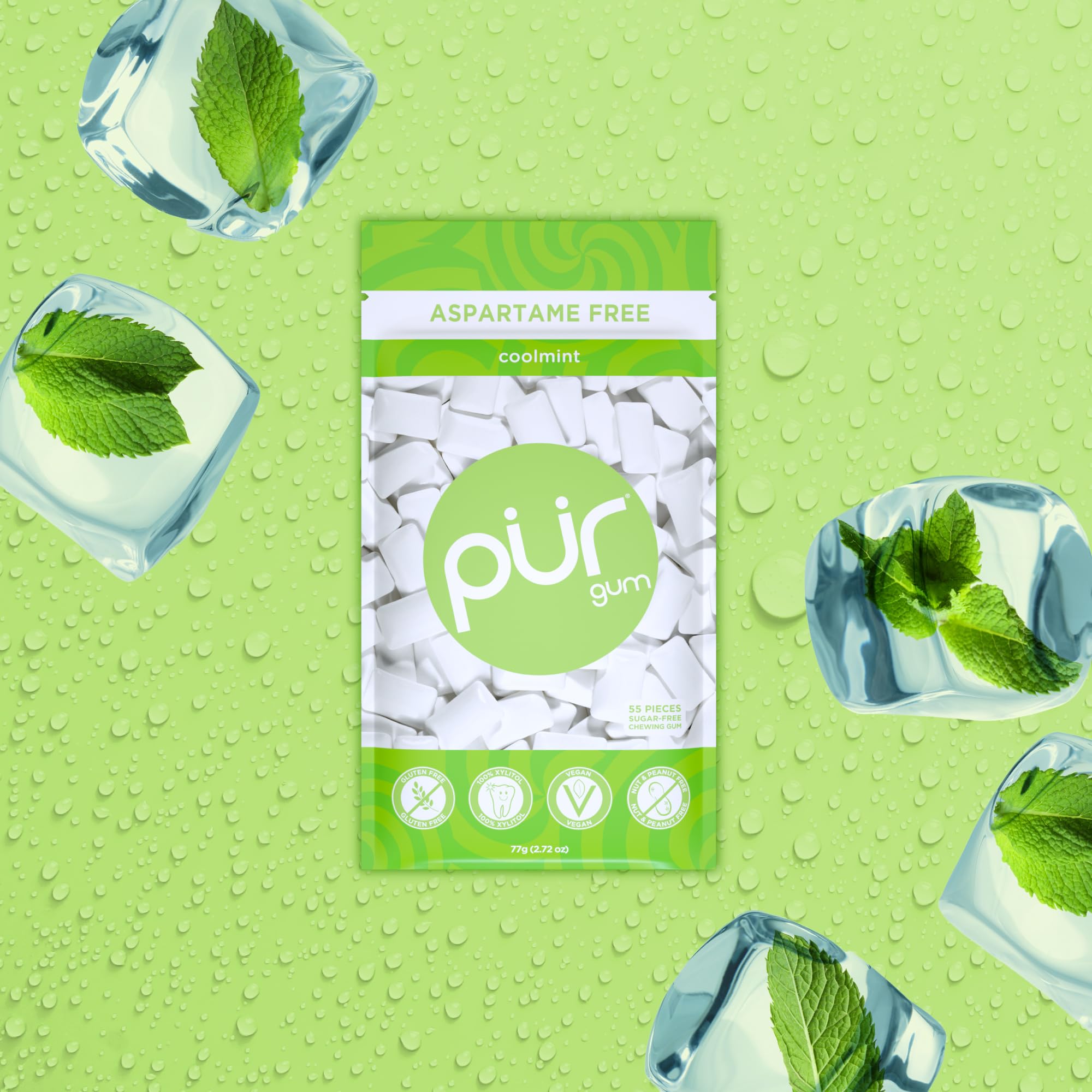 PUR Gum - Natural Coolmint Sugar-Free Chewing Gum (55 Pieces, Pack of 3) 5