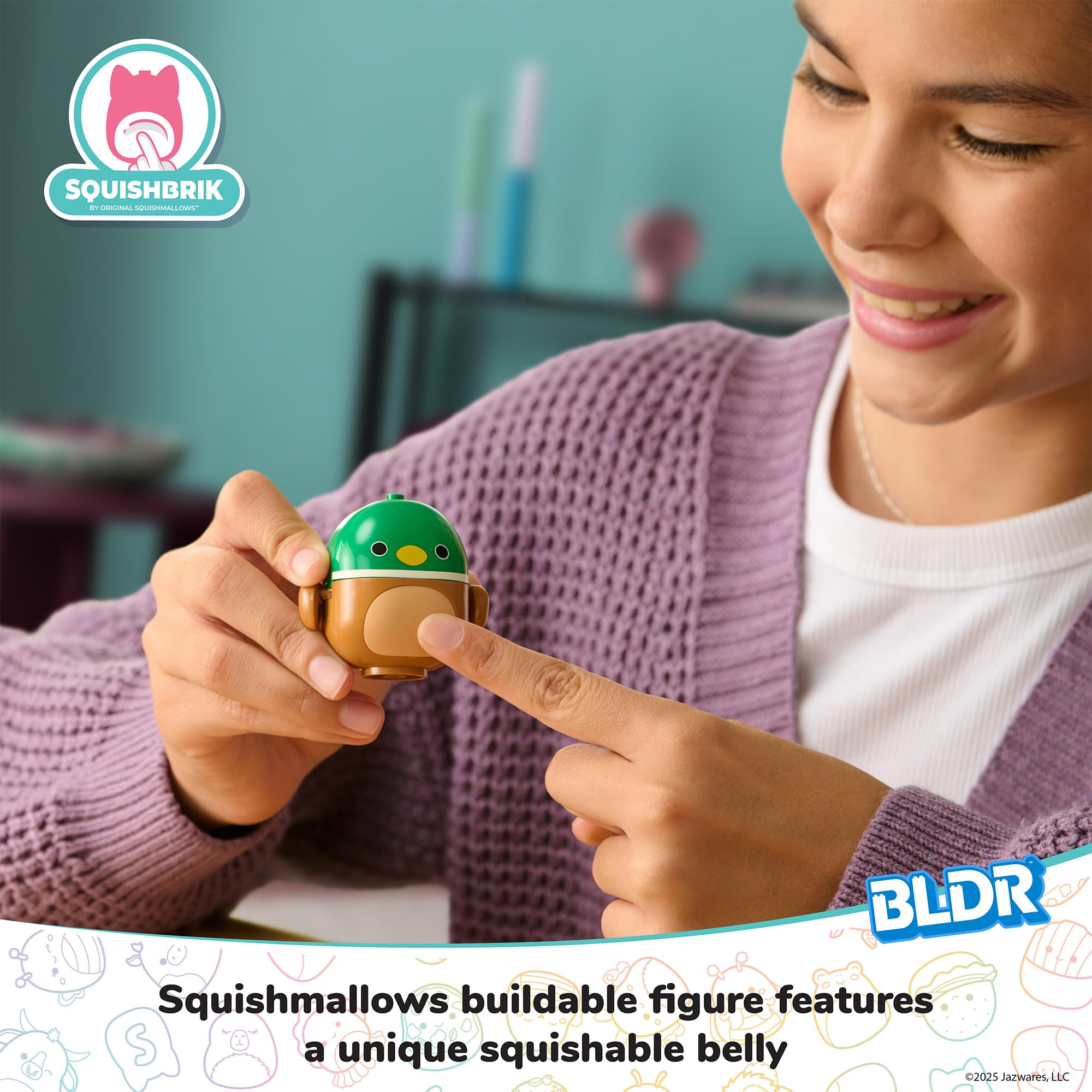 BLDR Squishmallows Avery’s Ball Game Building Set - 121-Piece Playset with Buildable Figure 8