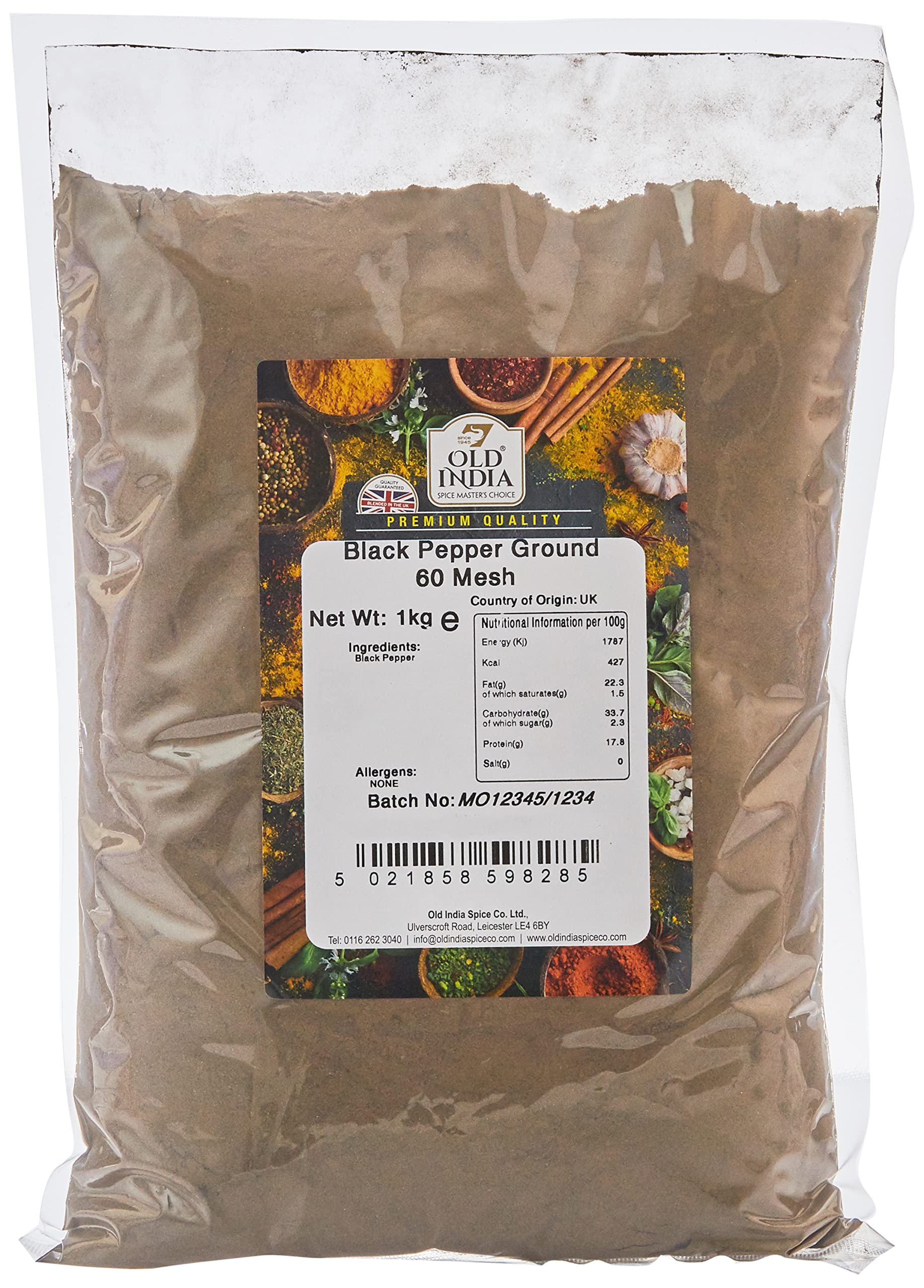 Old India Ground Black Pepper - 60 Mesh, 1kg | 100% Natural & Additive Free