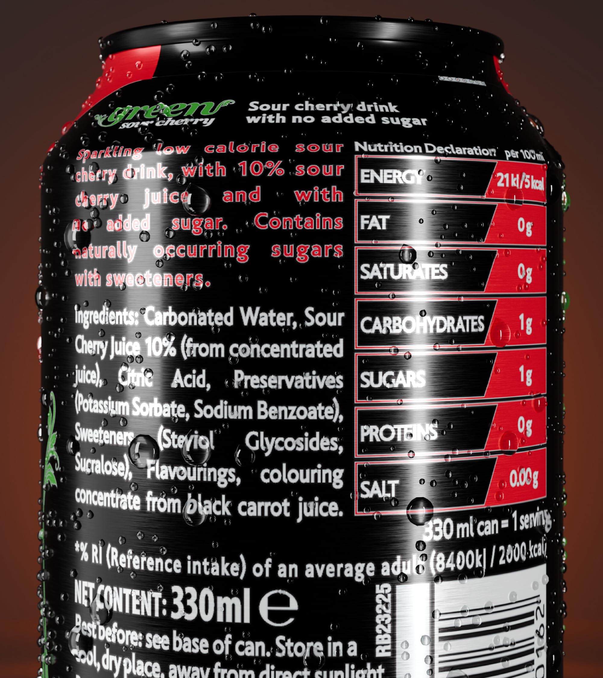 Green Cola - Sour Cherry Sparkling Drink (4 x 330ml) 8