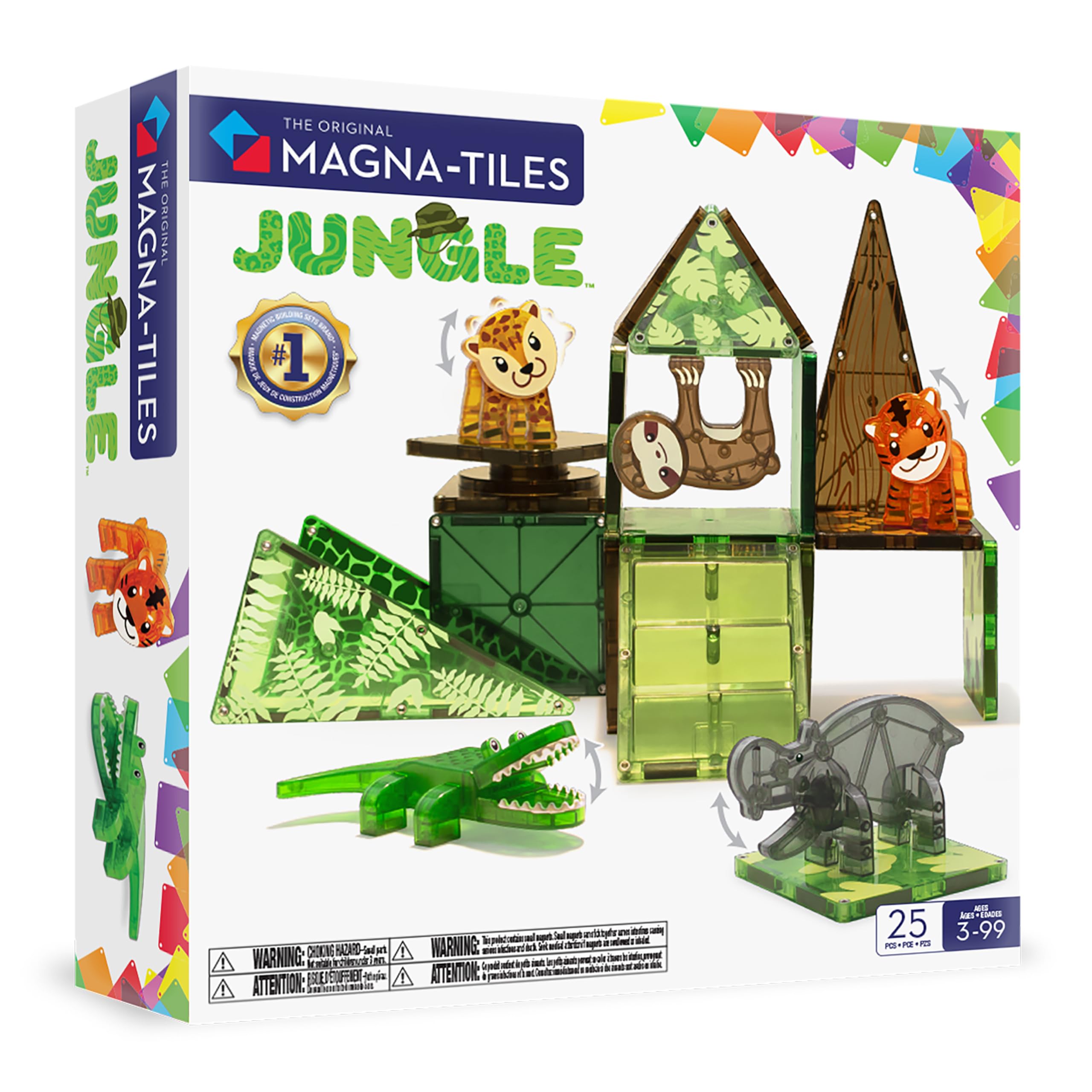 Magna-Tiles Jungle Animals 25-Piece Set - Magnetic Building Tiles, Clear Colors, Ages 3+ 1