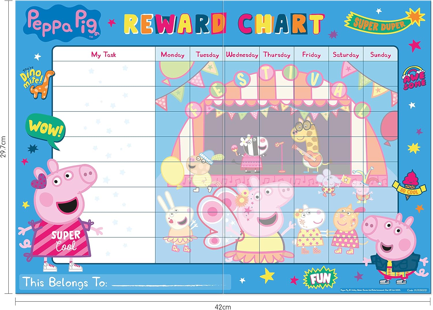 Peppa Pig Reward Chart and 56 Sparkly Stickers - Reusable Foil Stickers for Kids Ages 3+ 2