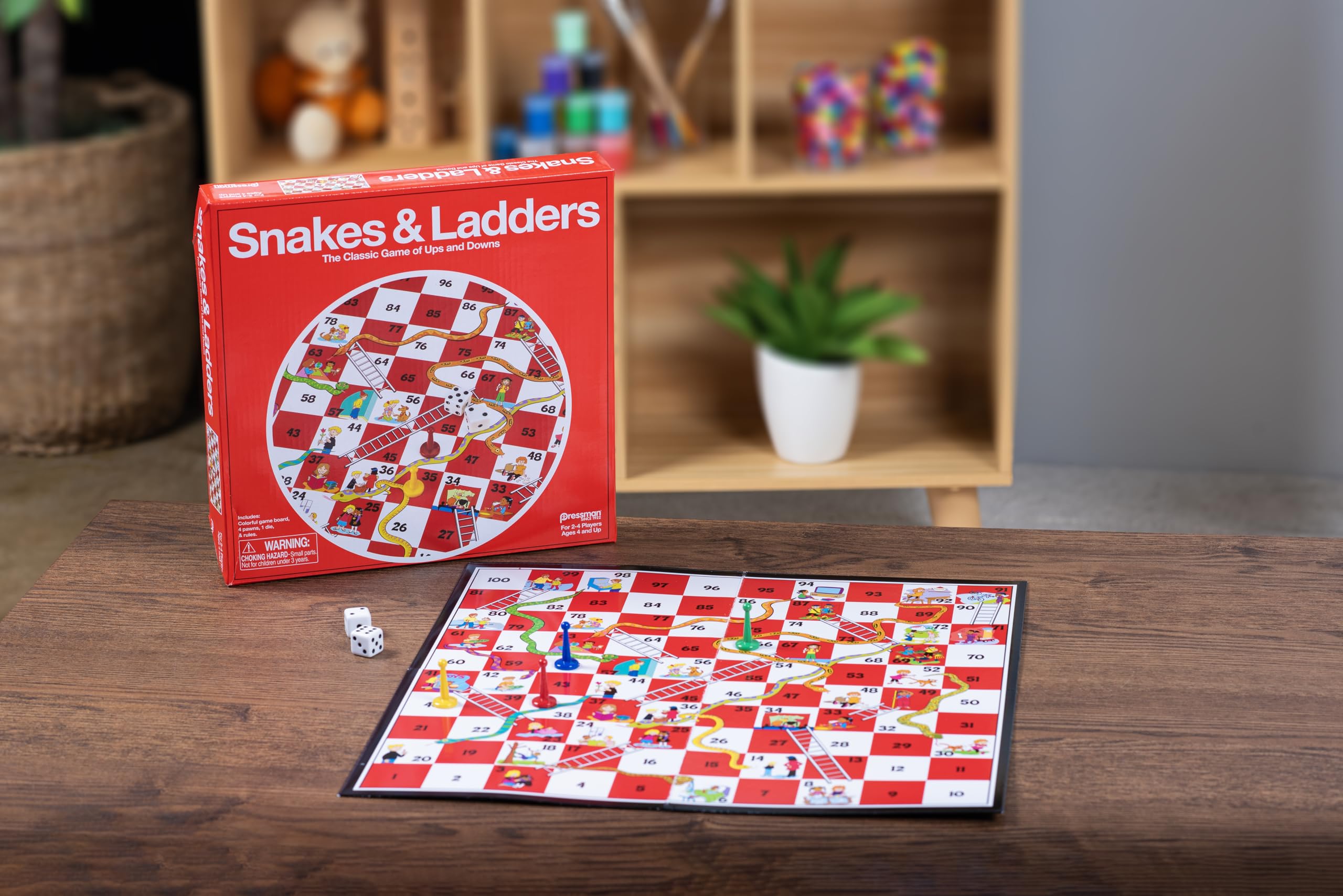 Pressman Snakes & Ladders Game for Kids - Classic Board Game for 2-4 Players 5
