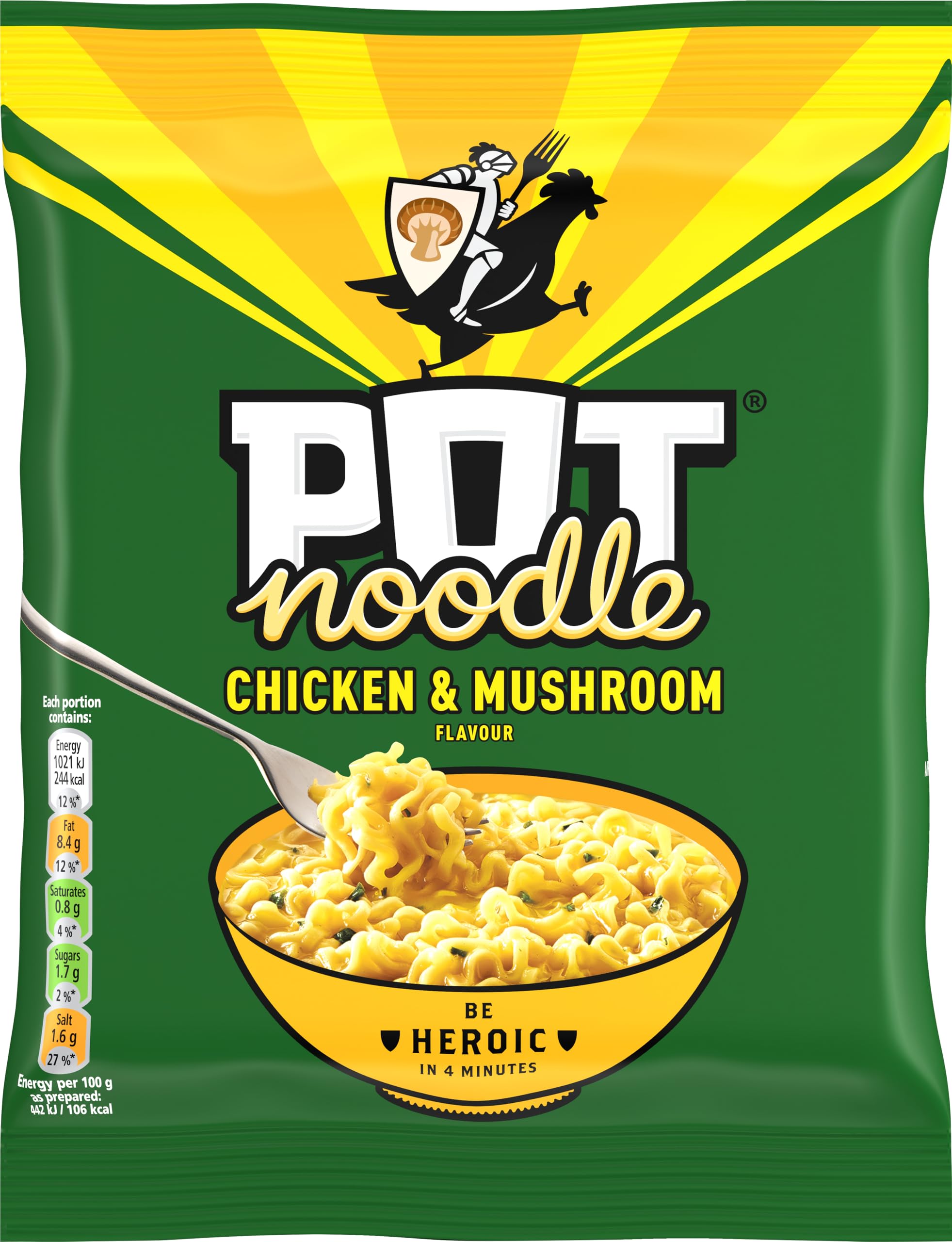 Pot Noodle Chicken & Mushroom Instant Noodles Block with Sauce and Seasoning | 2 Servings 2
