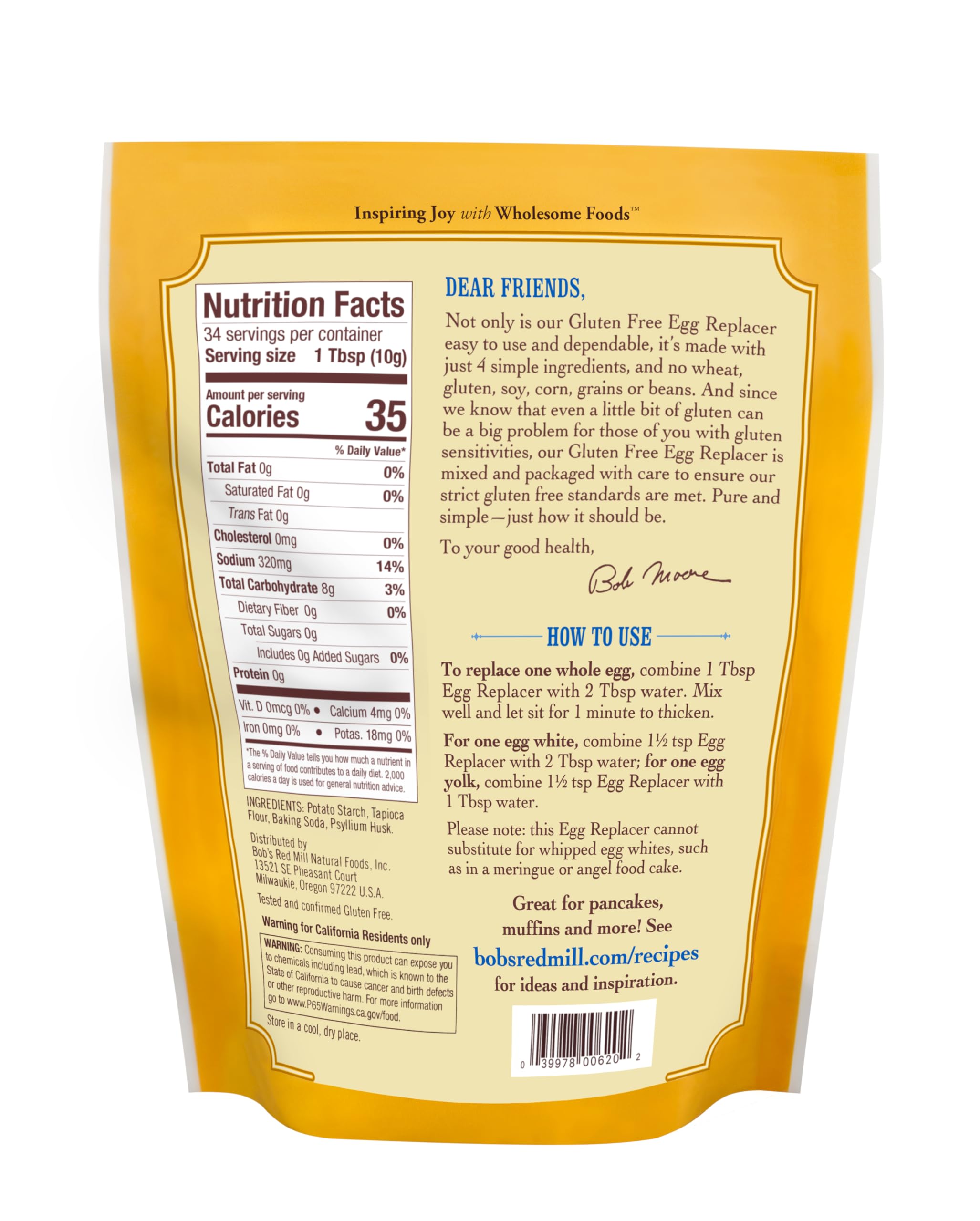 Bob's Red Mill Gluten Free Vegan Egg Replacer, Non-GMO, 340g 3