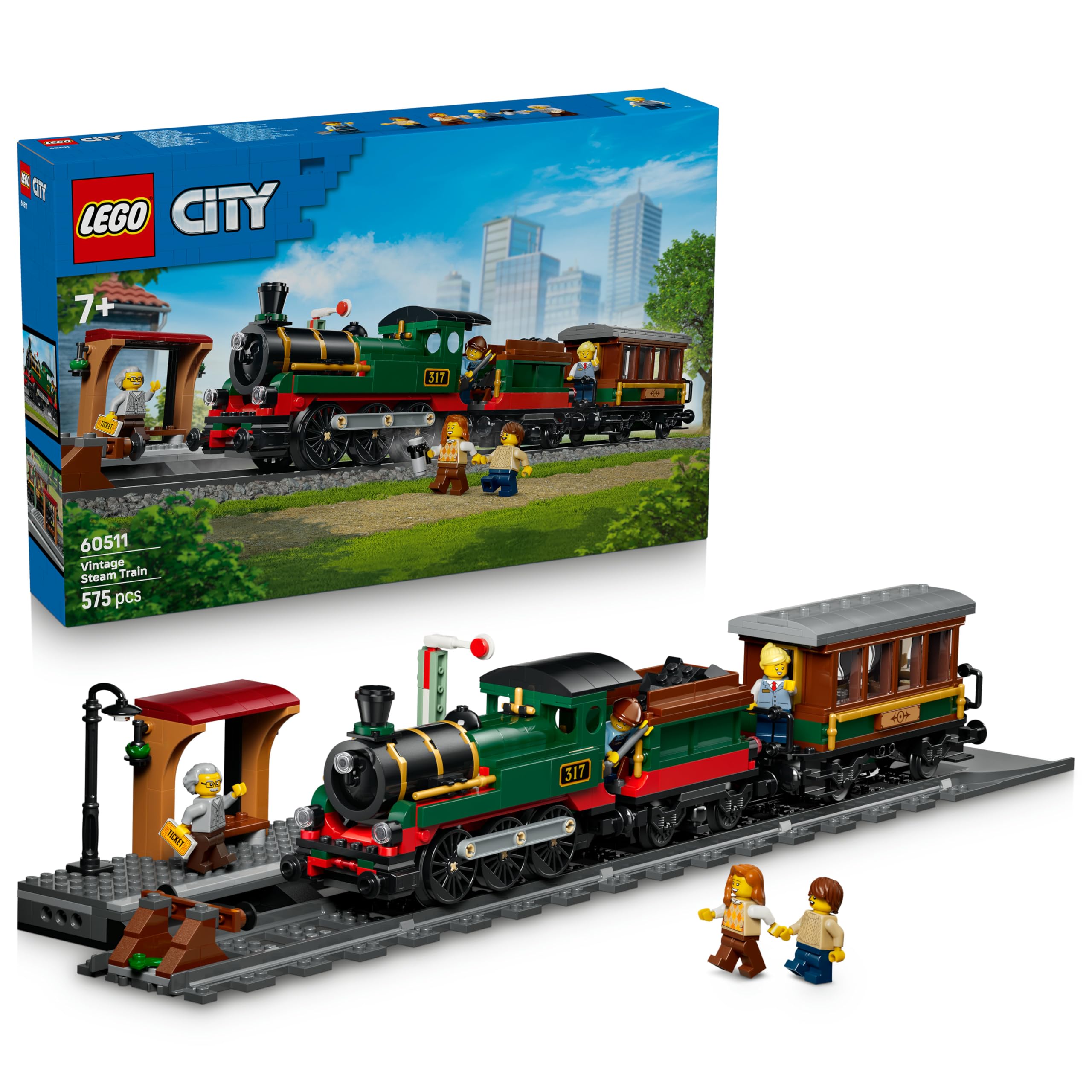 LEGO City Vintage Steam Train Set 60511 | Ages 7+ | Includes Station & 5 Minifigures 1