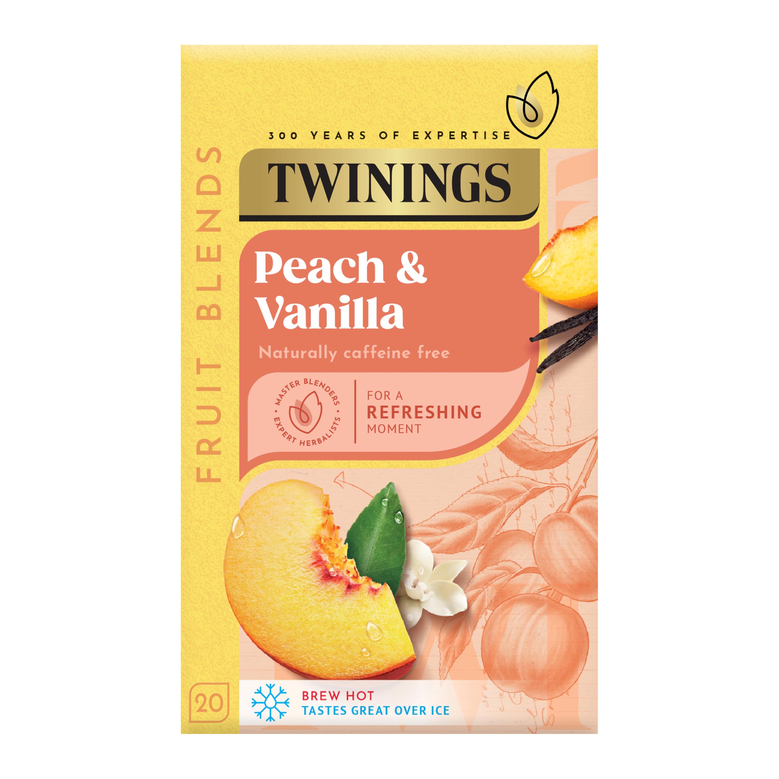 Twinings Peach Cooler Fruit Infusion Tea Bags - Sugar Free, Caffeine Free, Vegan | 20 Count