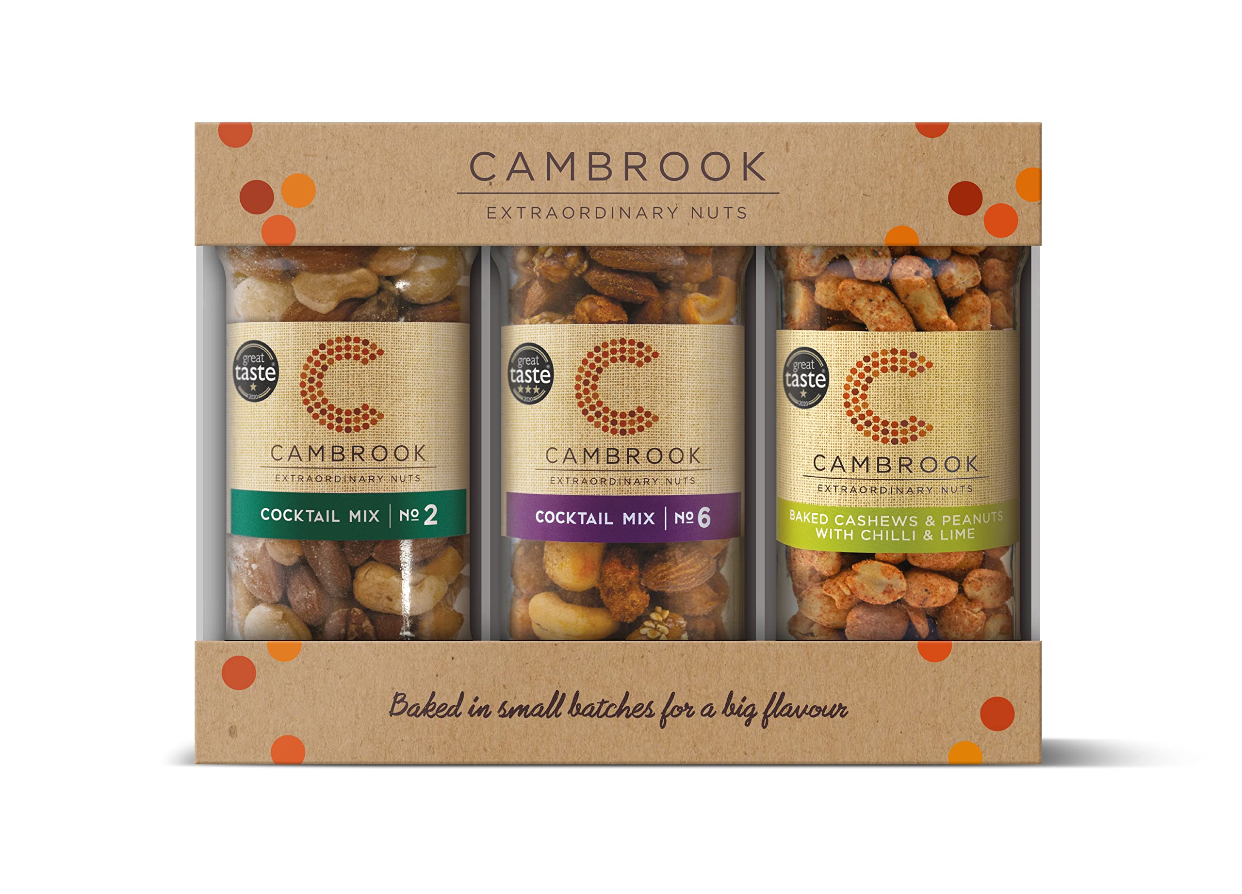Cambrook - 3 Jar Gift Set of Gourmet Baked Nut Mixes, Great Taste Award Winning 5