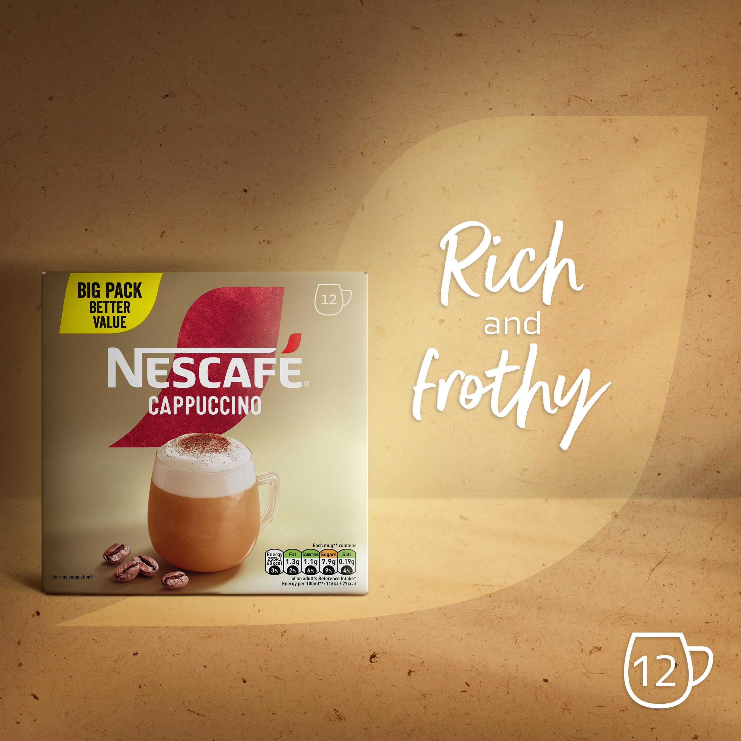 NESCAFÉ Gold Cappuccino Instant Coffee 12 x 15.5g Sachets - 100% Responsibly Sourced Coffee 4