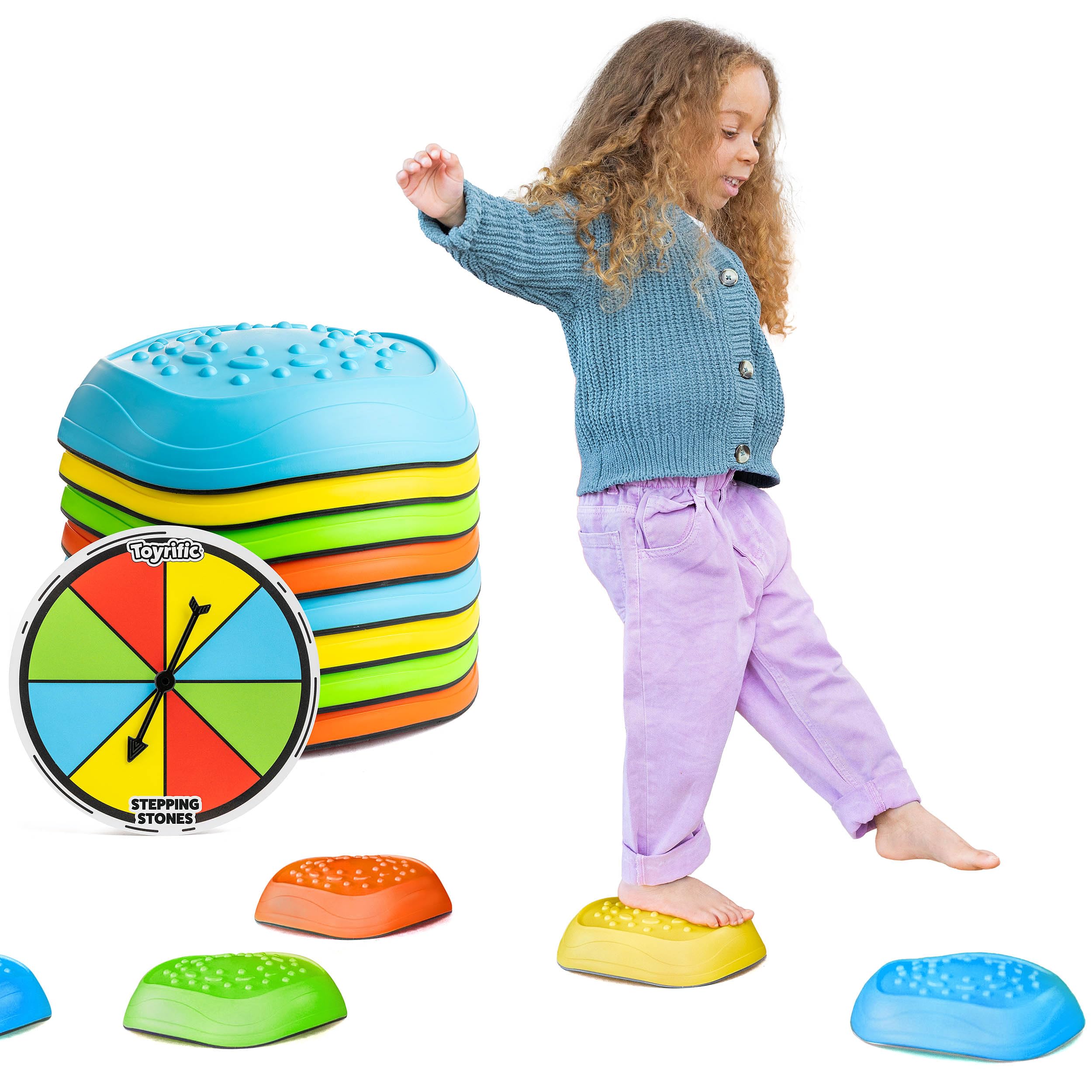 Toyrific Stepping Stones Balance Game - 8 Colourful Non-Slip Sensory Stones for Kids 3+ 1