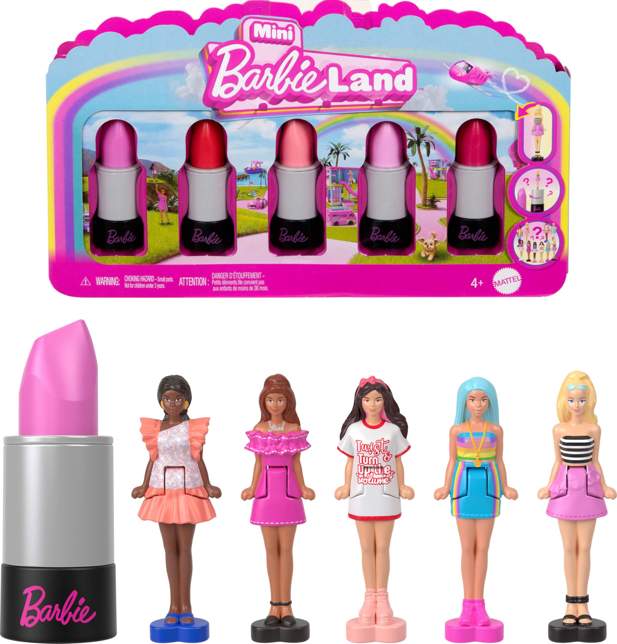 Mini BarbieLand 5-Pack Fashionistas Dolls - 1.5-Inch Collectible Dolls with Lipstick Tube Reveal, Ages 4+ 7