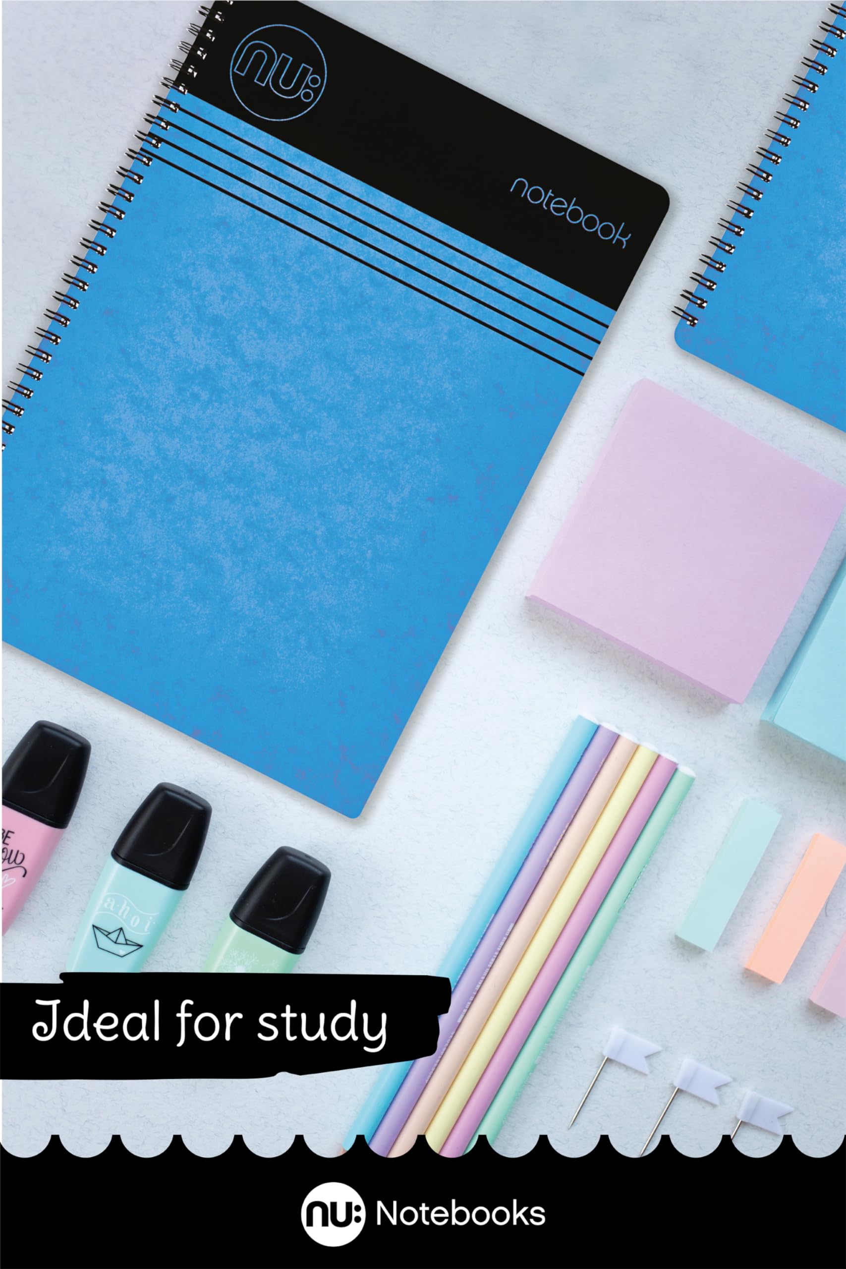 nu: Craze Cloud A5 Wirebound Notebook - Blue, Ruled, 80gsm FSC Paper, 3 Pack 5