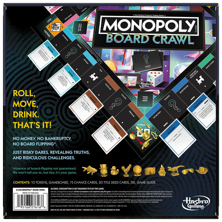 Hasbro Gaming Monopoly Board Crawl Drinking Game