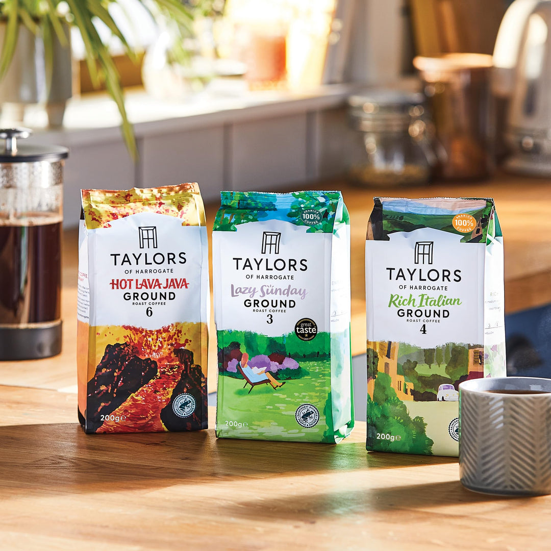 Taylors of Harrogate Rich Italian Ground Coffee (200g Pack of 6 - Total 1.2kg)