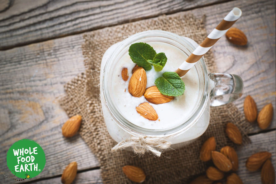 Wholefood Earth Whole Natural Almonds 1 kg | GMO-Free | Vegan | High in Fibre