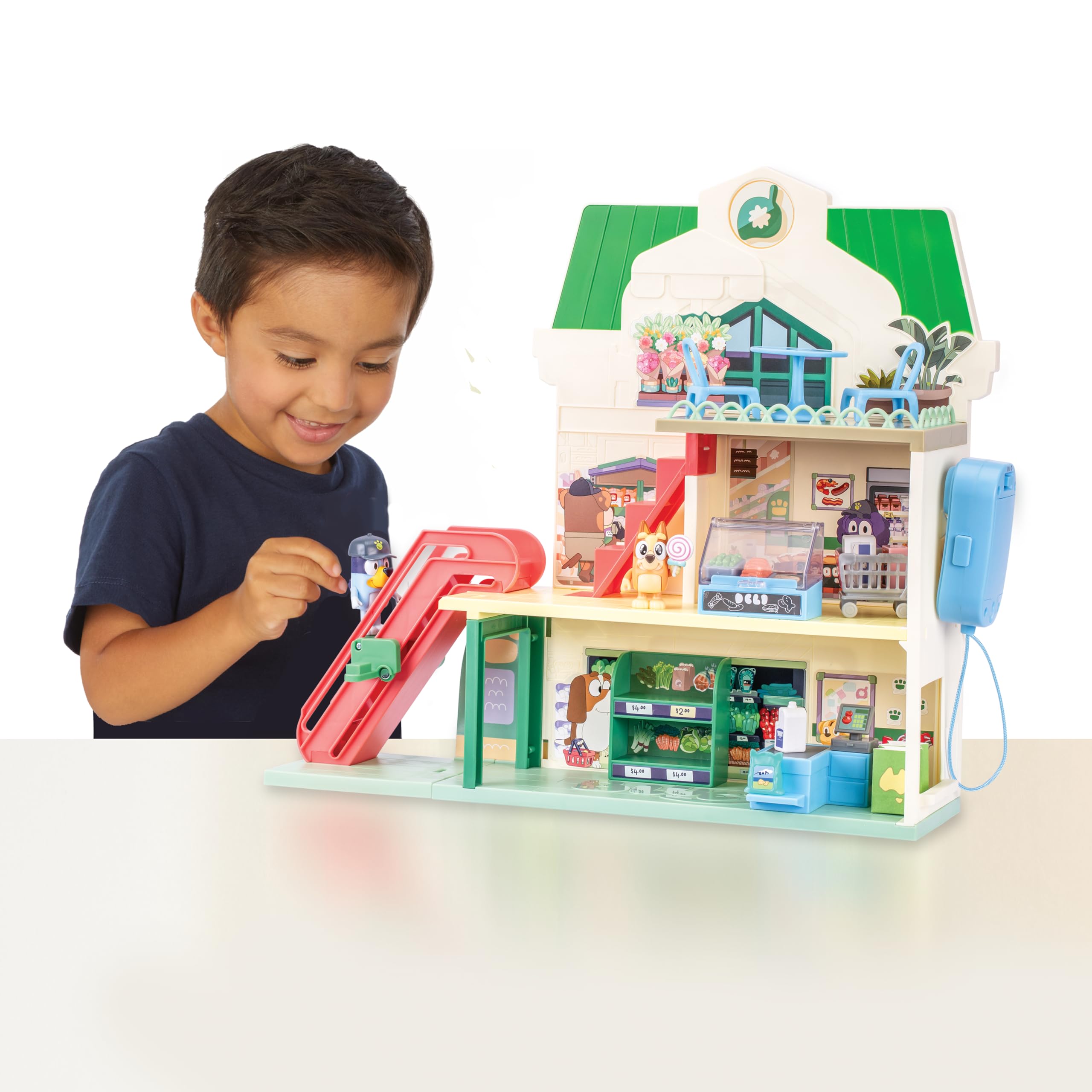 Bluey Supermarket Playset - 3 Levels, Working Escalator | Includes Exclusive Bluey & Bingo Figures 2
