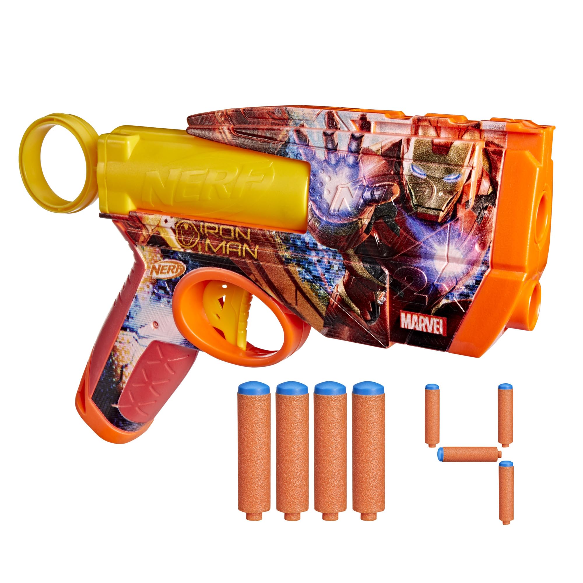 Nerf Marvel Iron Man Dart Blaster with 2-Dart Capacity and 4 N1 Darts | Ages 8+