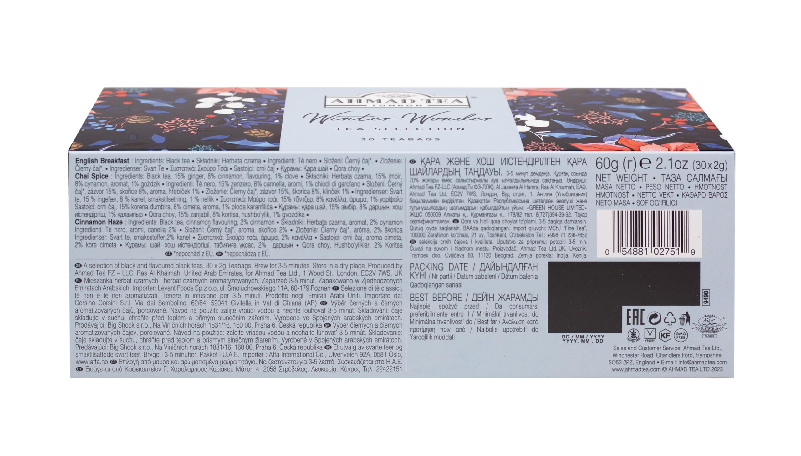 Ahmad Tea - Winter Wonderland Christmas Selection Pack - 30 Teabags (English Breakfast, Cinnamon Haze, Chai Spice) 3