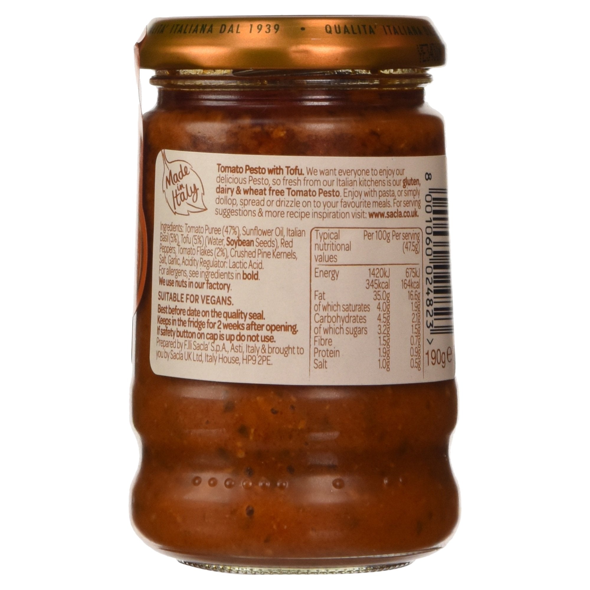 Sacla - Free From Tomato Pesto 190g 4