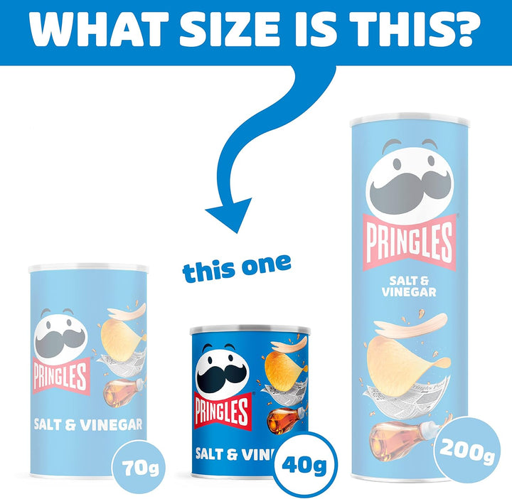 Pringles Salt and Vinegar Flavour Potato Chips, 40g (Pack of 12)