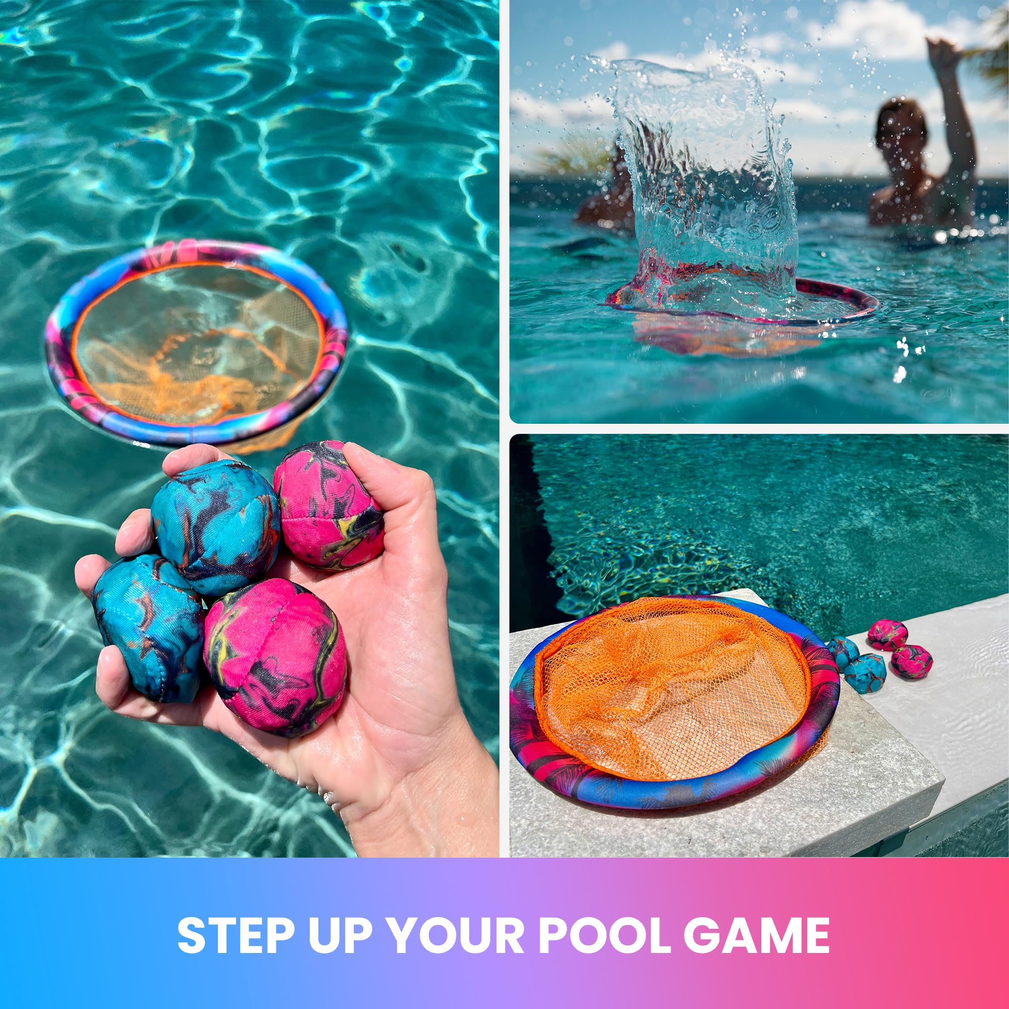 Waboba Dunk or Dive Pool Toy Toss Game - Floating Ring Net & 4 Dive Balls | Ages 8+ 7