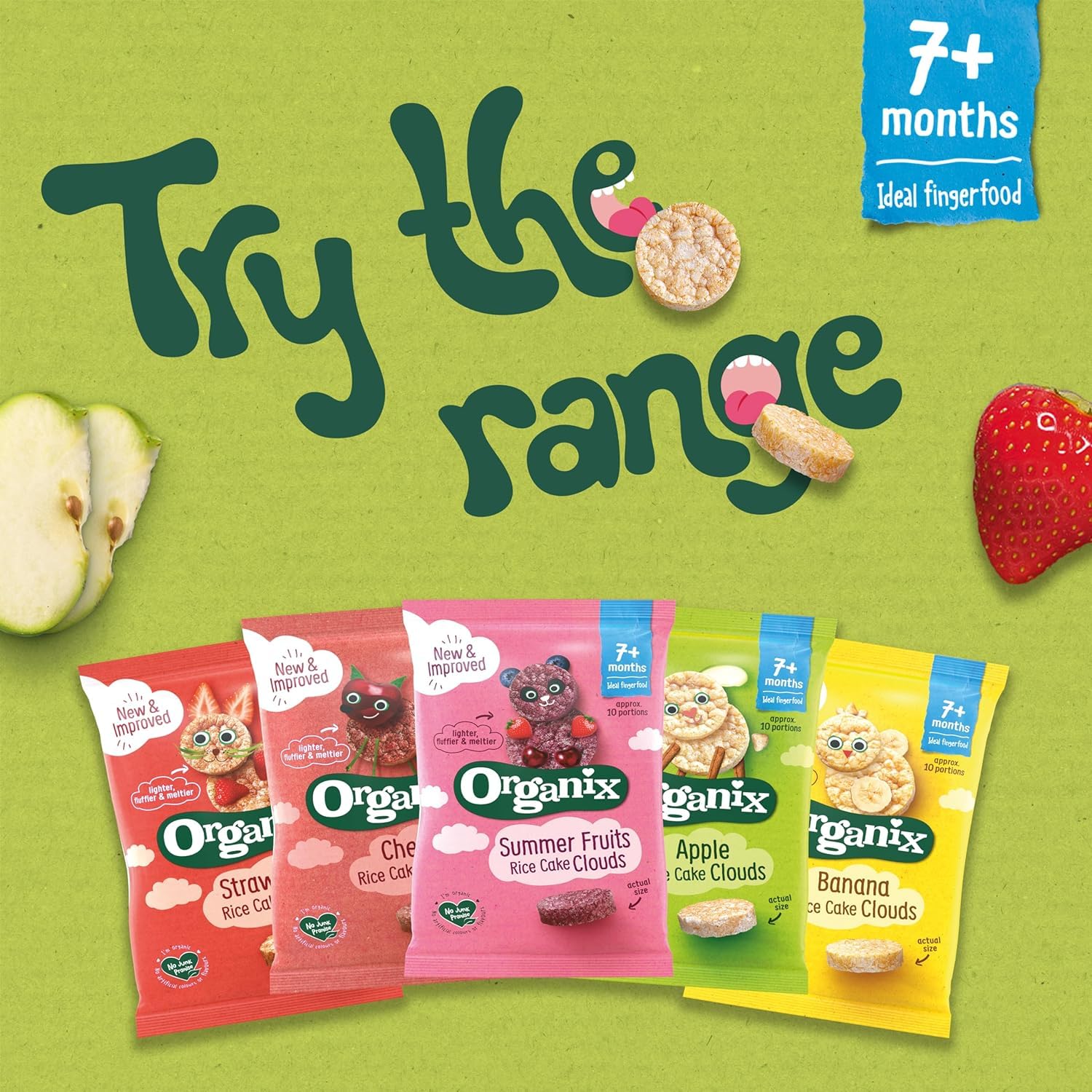 Organix Apple Organic Rice Cake Clouds Baby Snack | 7+ Months | Gluten Free | 18g Pack of 20 4