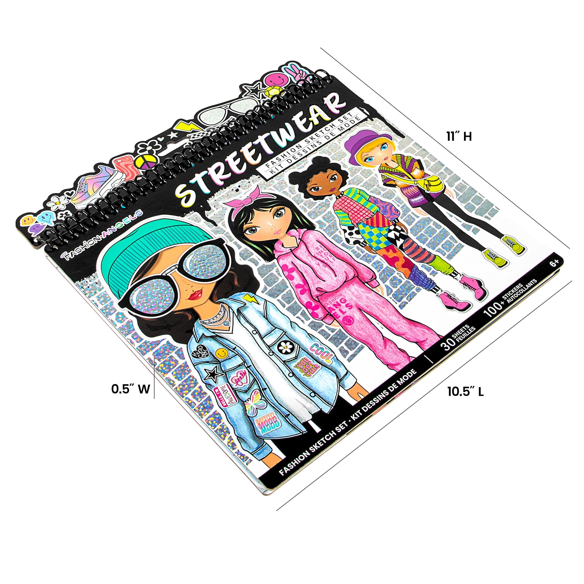Fashion Angels Streetwear Fashion Design Sketch Portfolio - 30 Sheets | 4 Stencils | 100+ Stickers 6