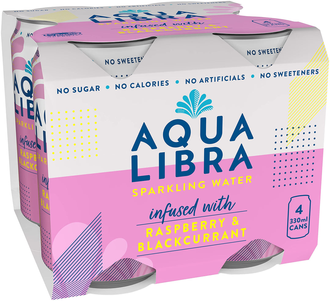 AQUA Libra - Raspberry & Blackcurrant Sparkling Water (4 x 330ml)