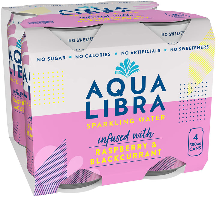 AQUA Libra - Raspberry & Blackcurrant Sparkling Water (4 x 330ml)