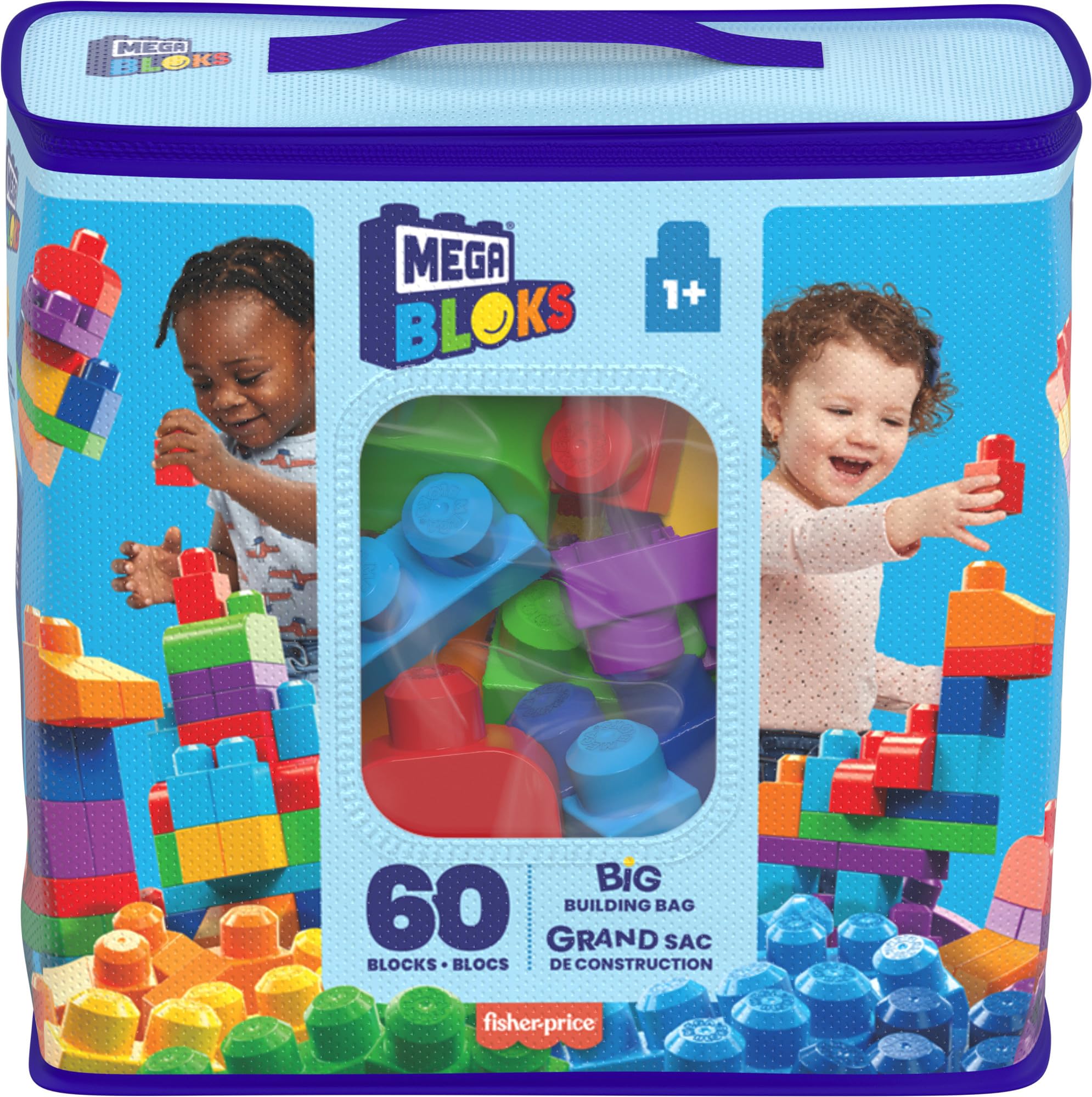 Mega Bloks DCH55 Grand sac de construction, bleu 60 pièces 6