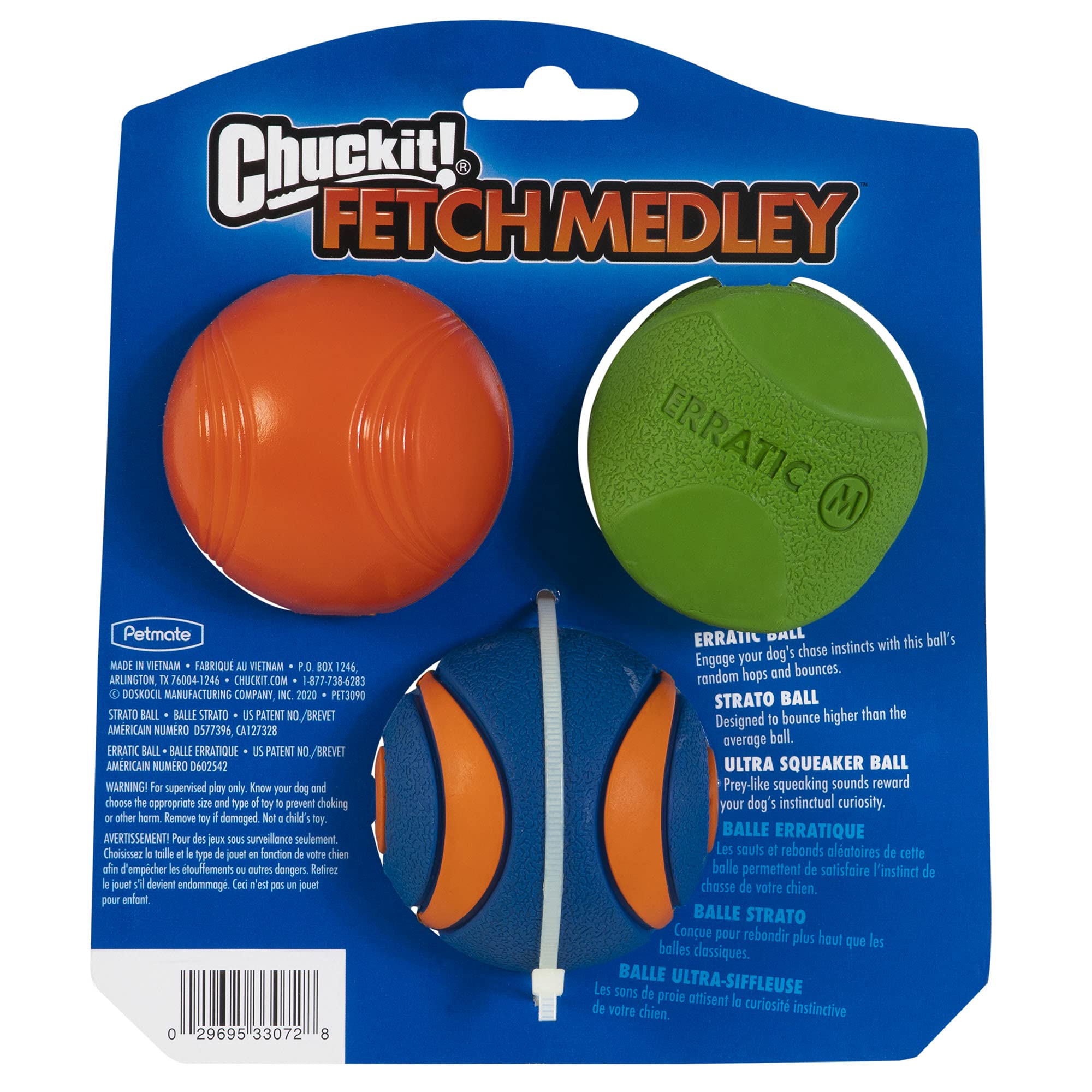 Chuckit! Fetch Medley 2 Dog Ball Toy - Launcher Compatible, Durable Rubber, Medium, 3 Pack 3